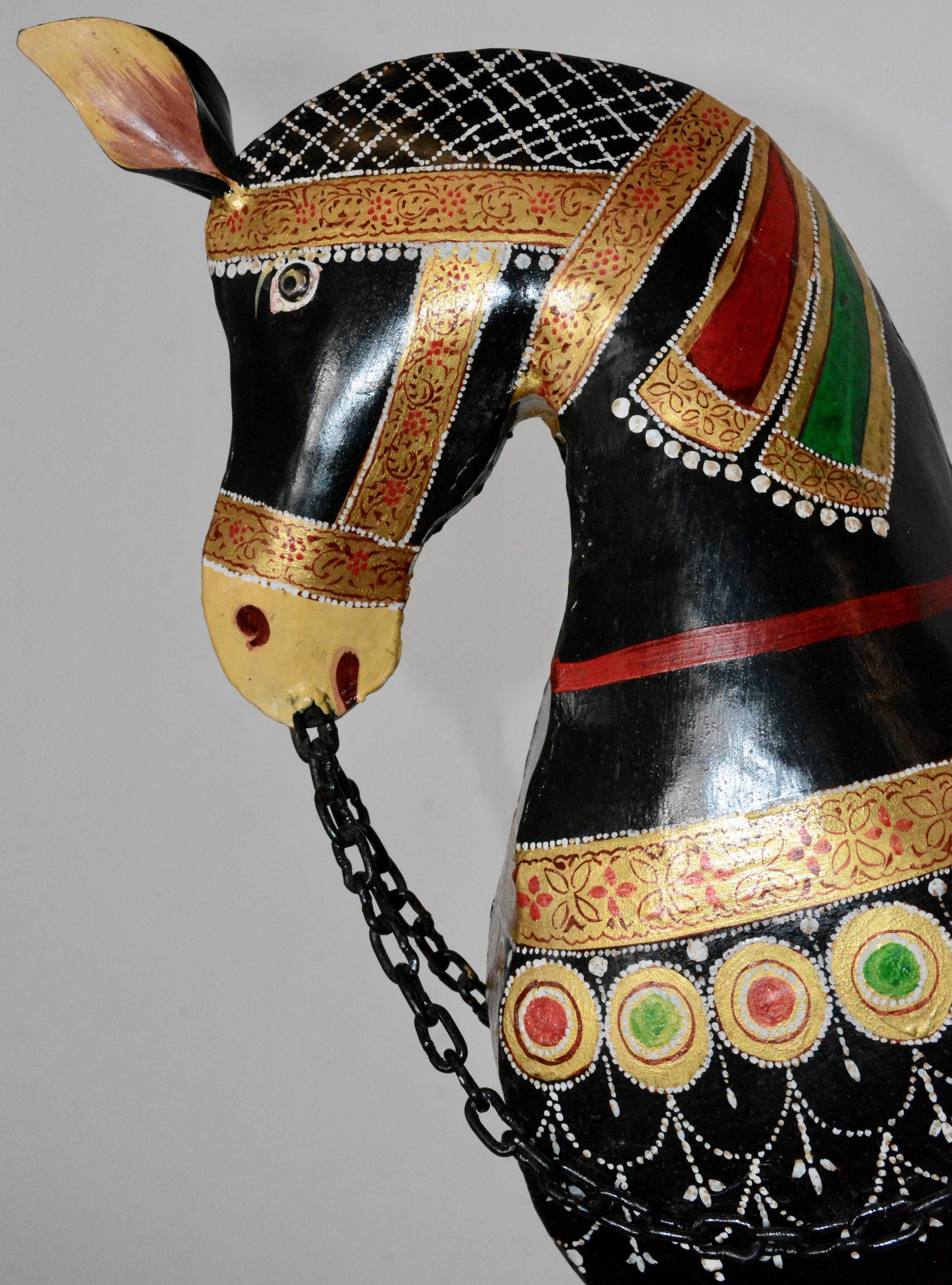 20th Century Decorative Parcel-Gilt and Polychrome Metal Horses For Sale 1