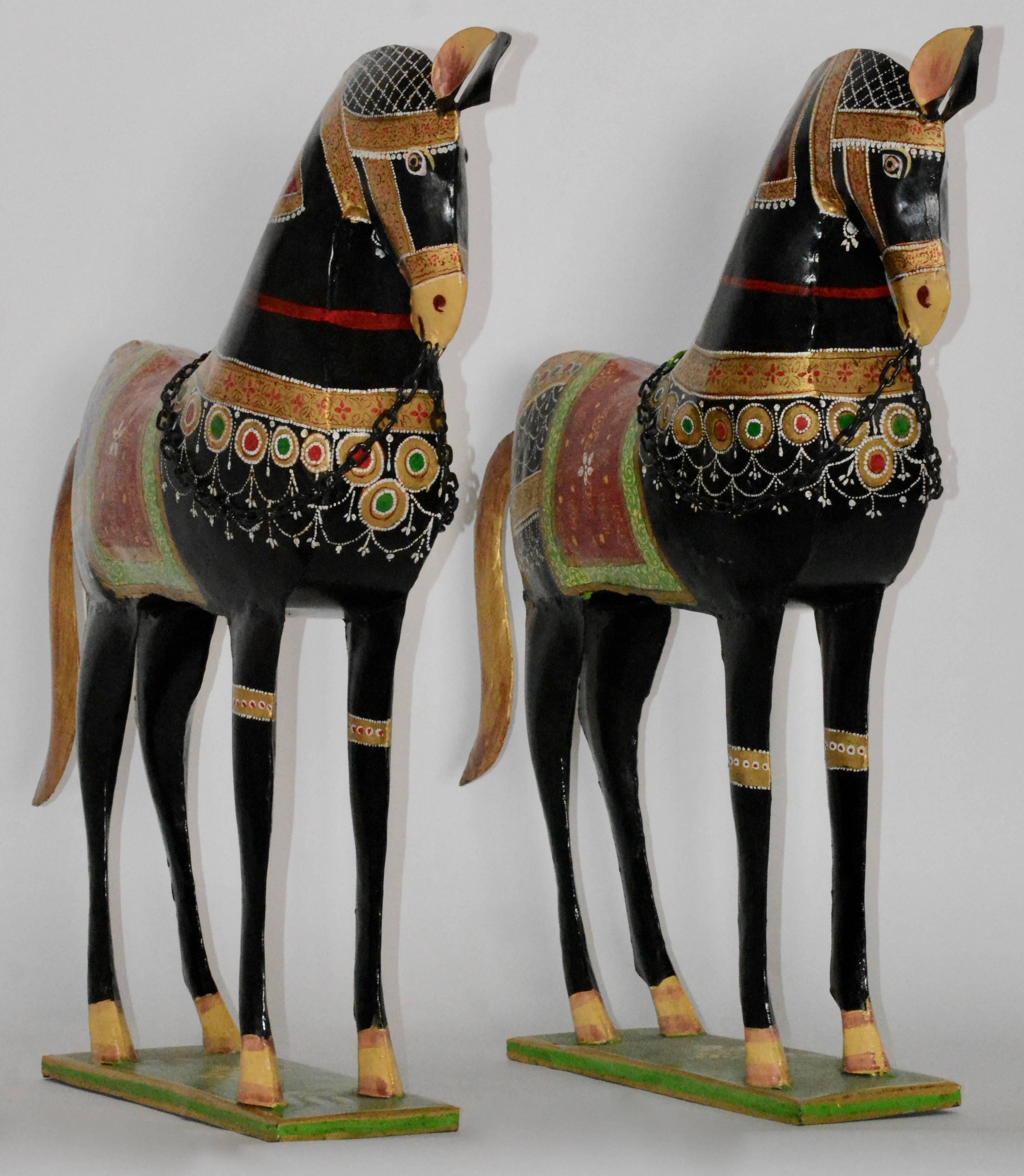 20th Century Decorative Parcel-Gilt and Polychrome Metal Horses For Sale 2