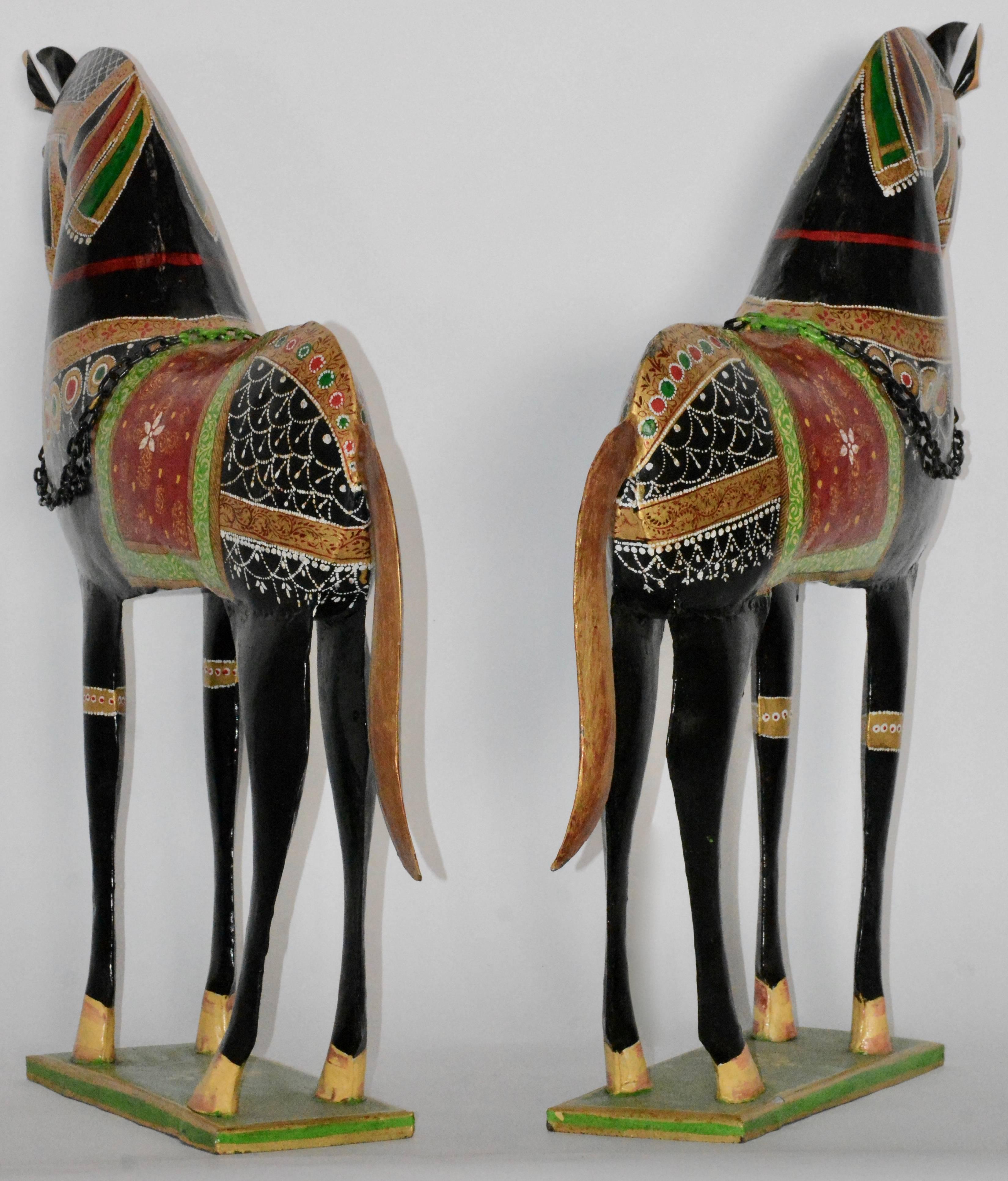 20th Century Decorative Parcel-Gilt and Polychrome Metal Horses For Sale 3