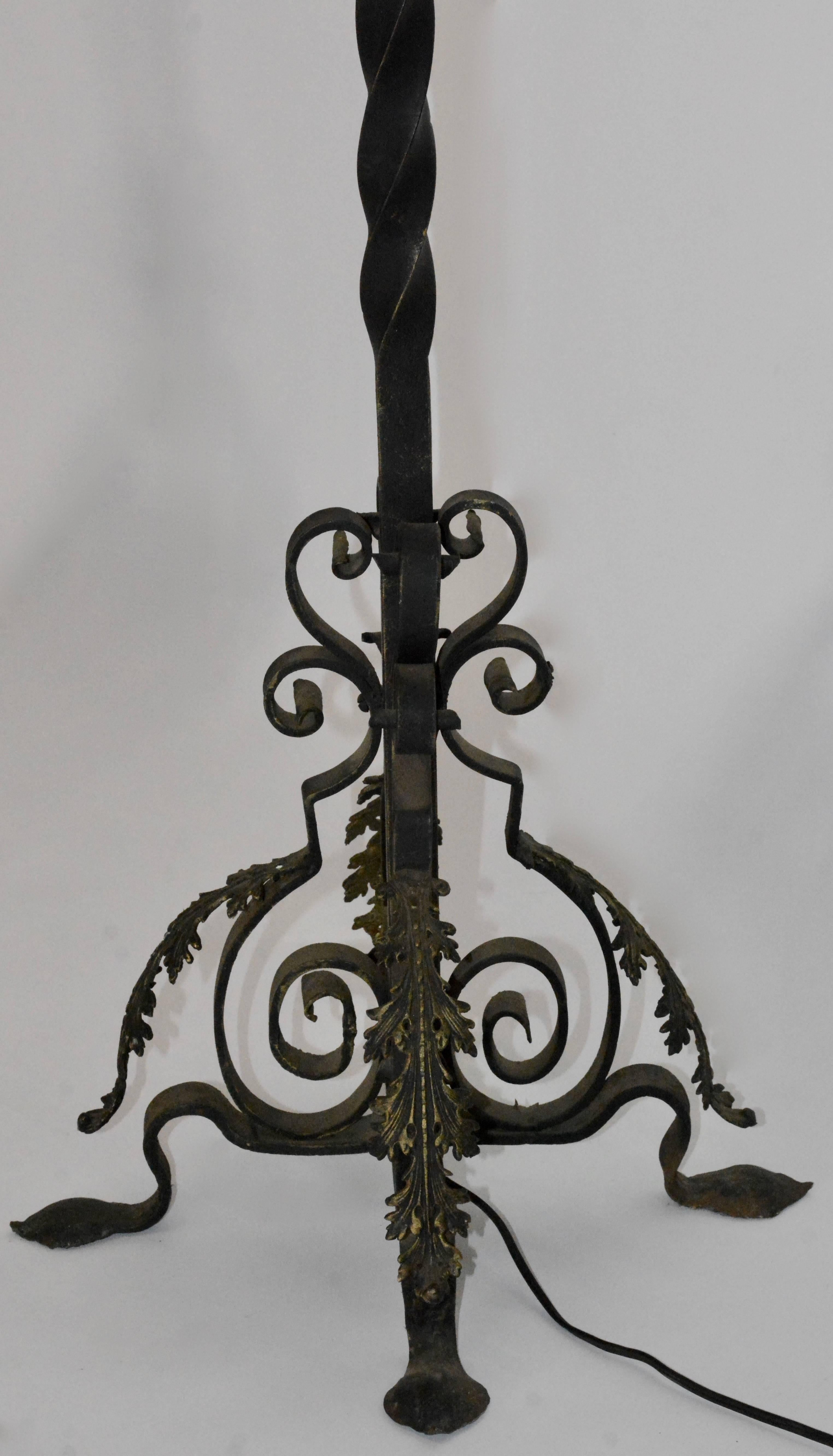 Spanish Colonial Spanish Revival Wrought Iron Floor Torchères, Pair