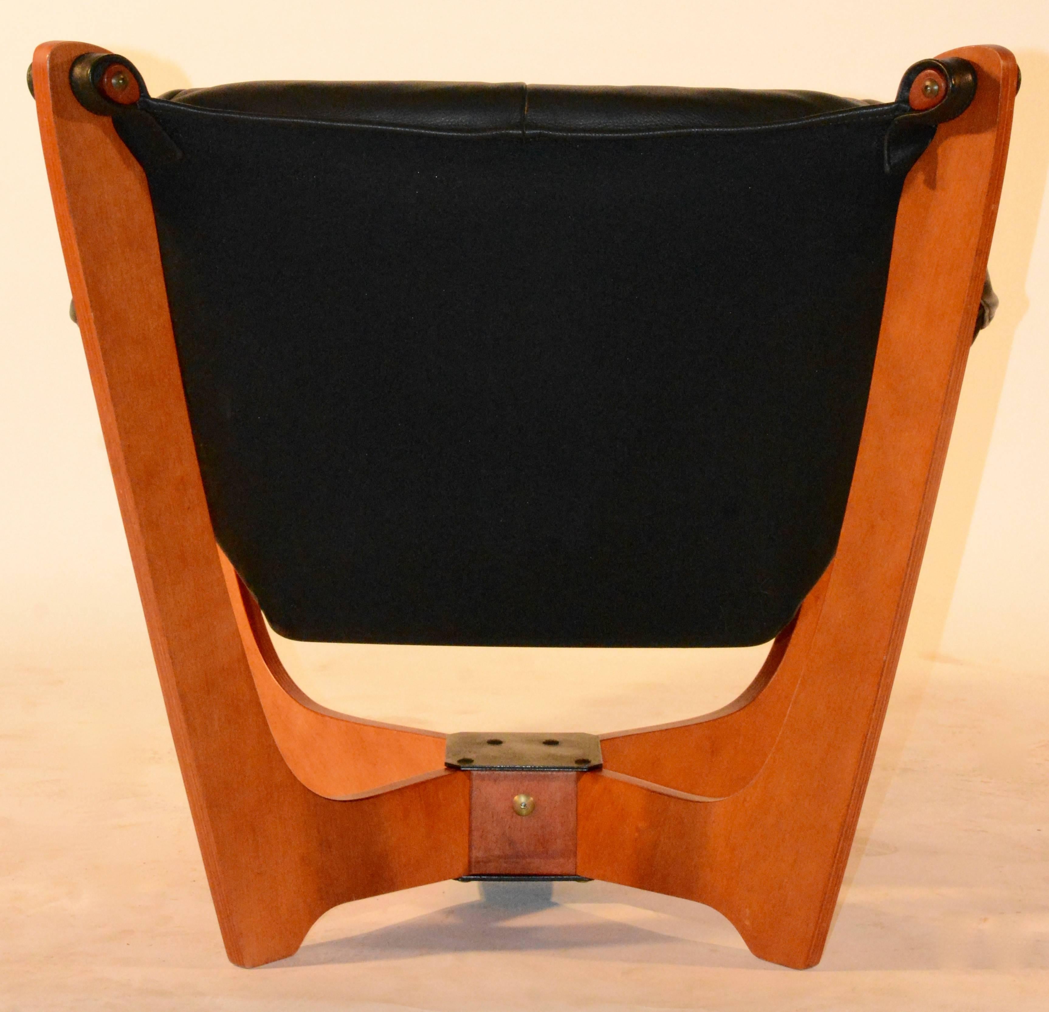 mid century modern leather sling chair