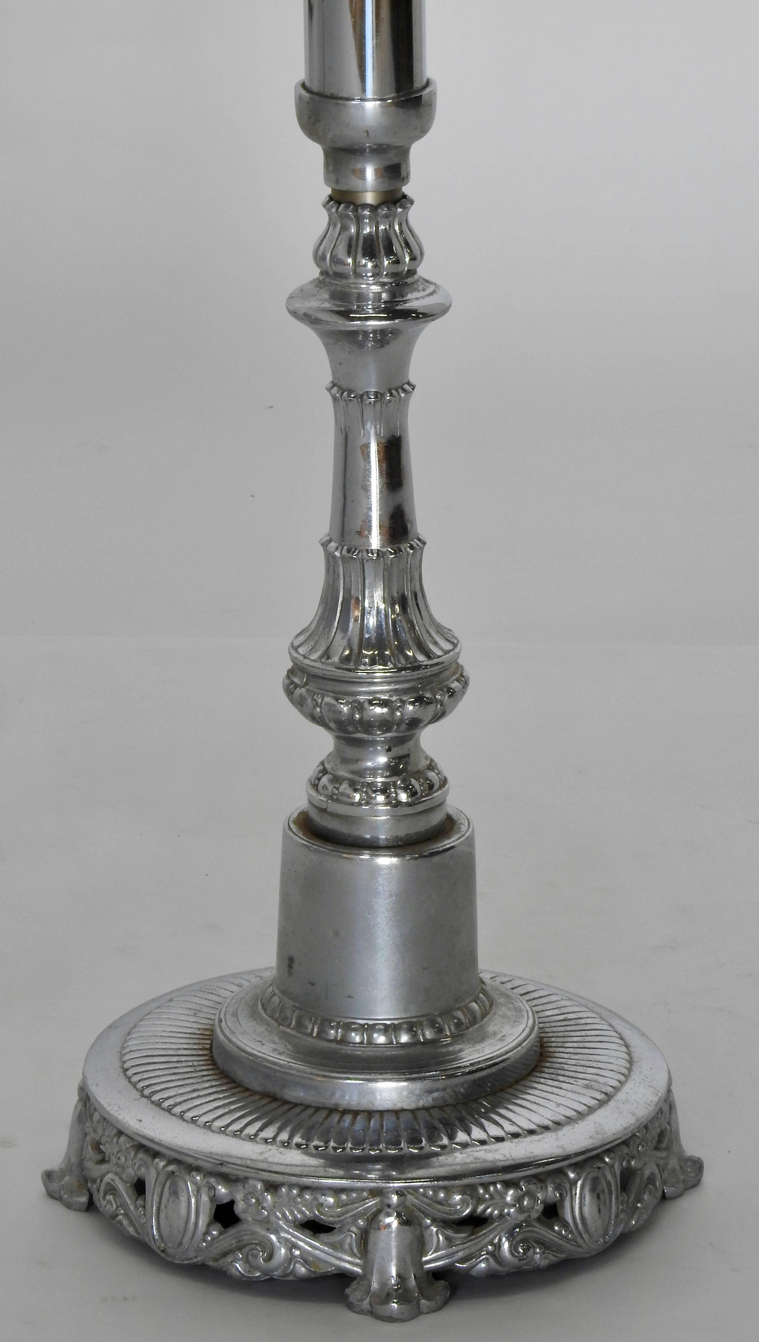 Italian Silver Plated Altar Candlesticks, Pair For Sale