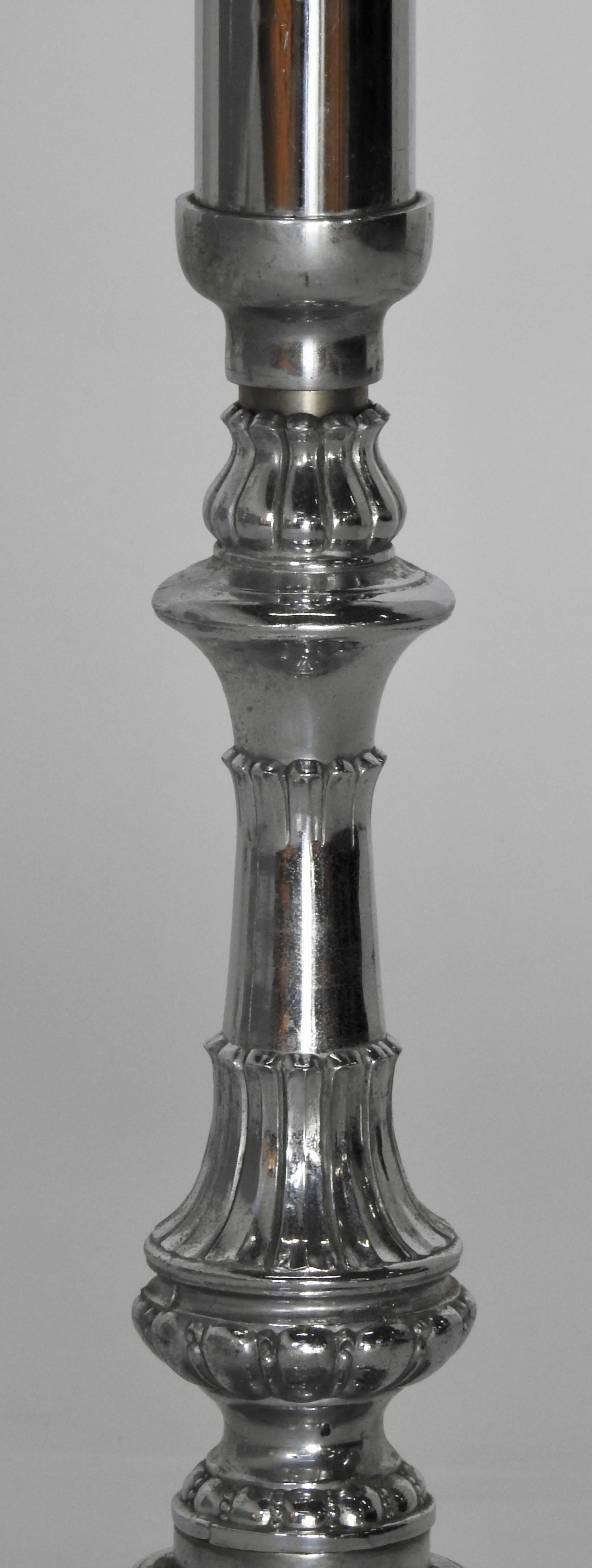 20th Century Silver Plated Altar Candlesticks, Pair For Sale