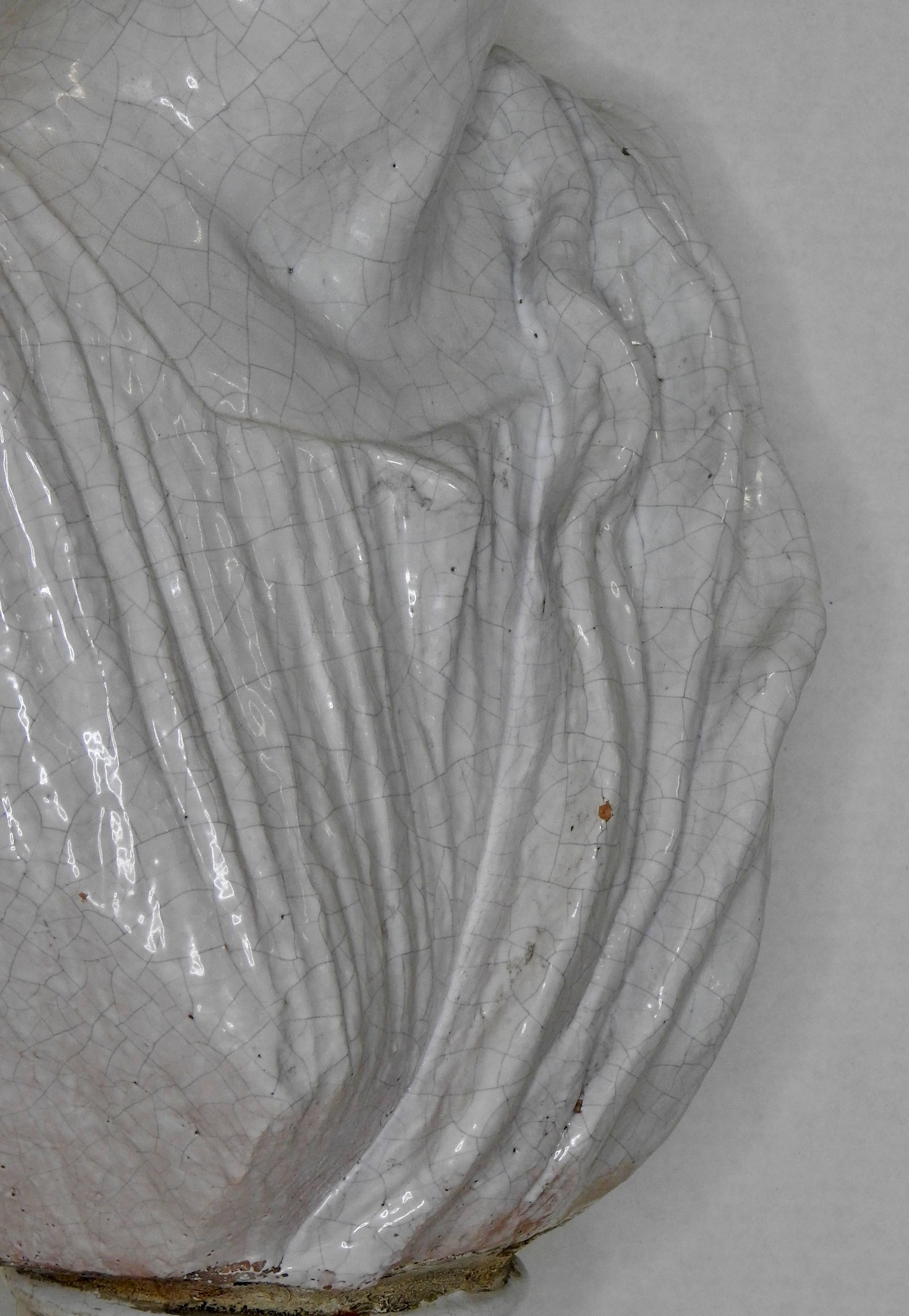 Molded Terracotta Glazed Bust of Diana Goddess of Hunt For Sale