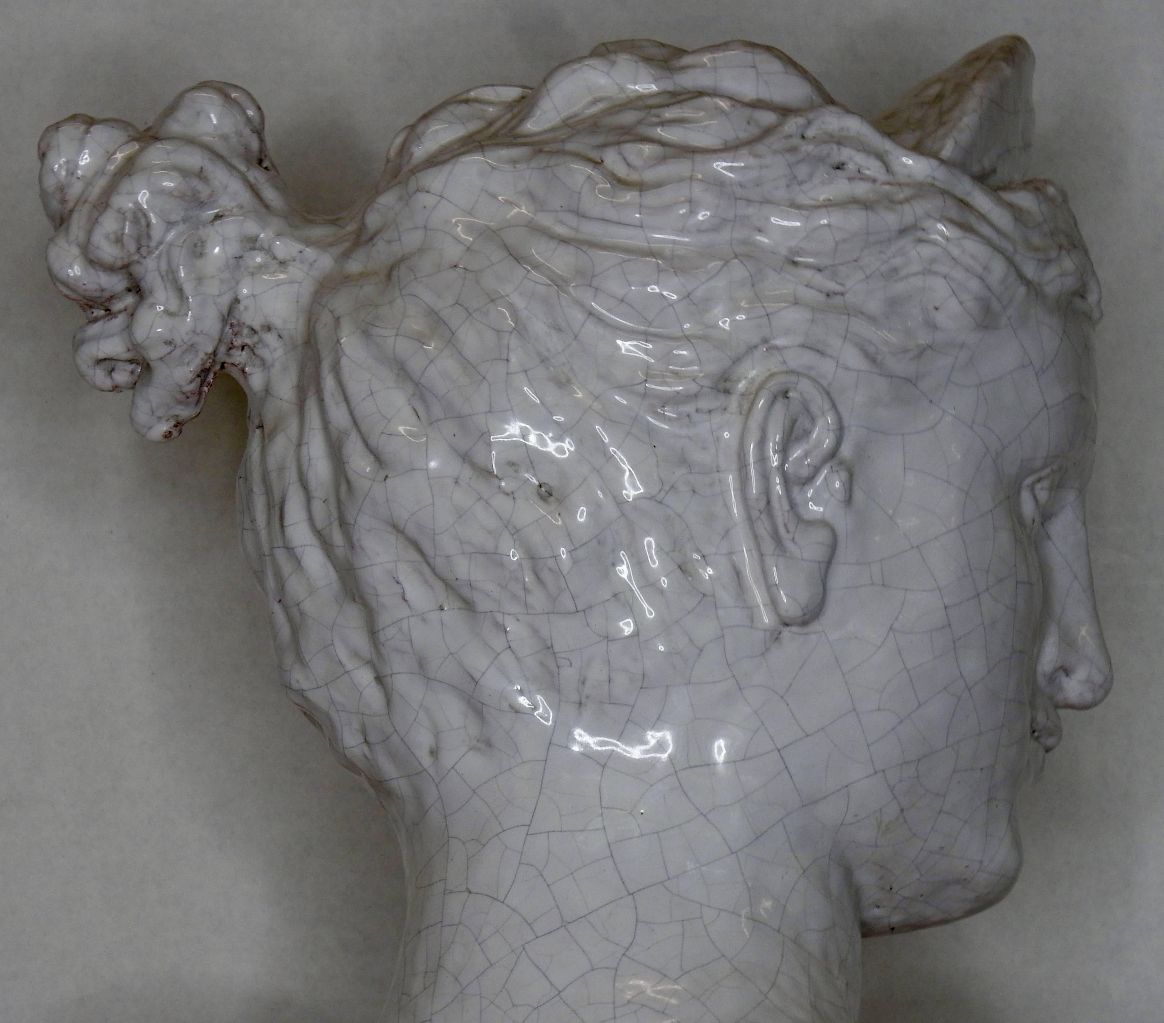 Terracotta Glazed Bust of Diana Goddess of Hunt For Sale 3