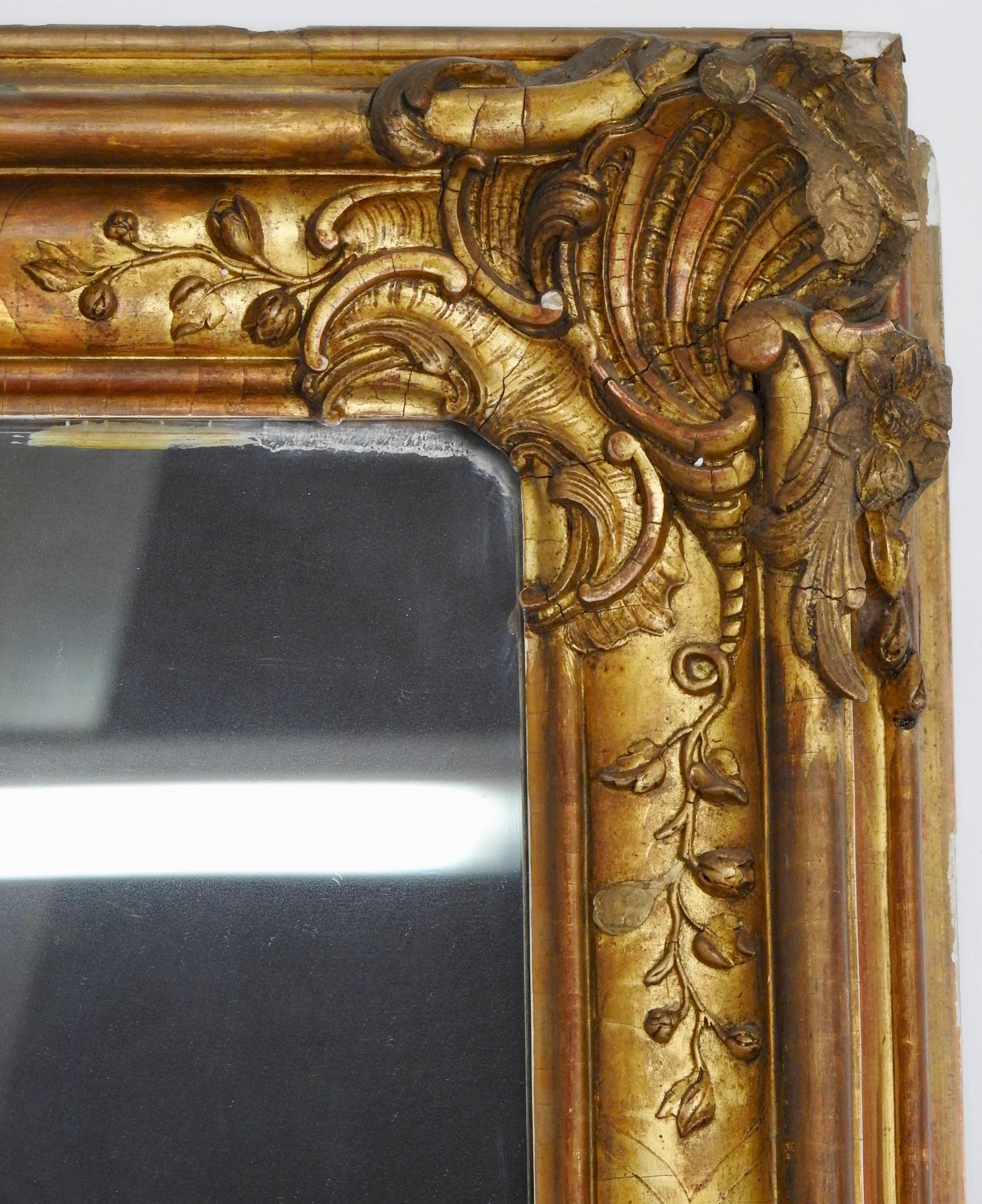 Rococo 19th Century French Gilded Wood Mirror
