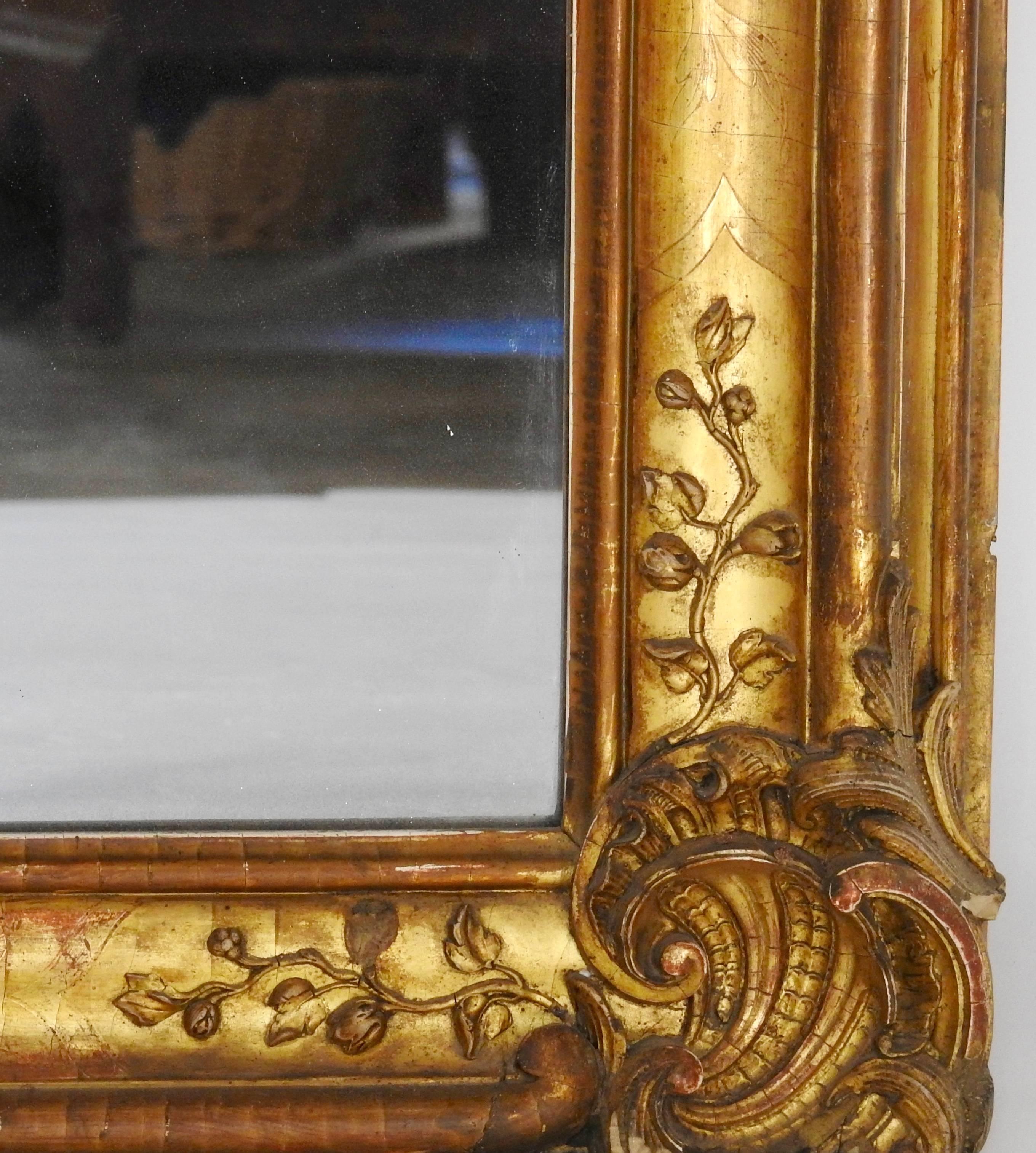 19th Century French Gilded Wood Mirror In Good Condition In Cookeville, TN