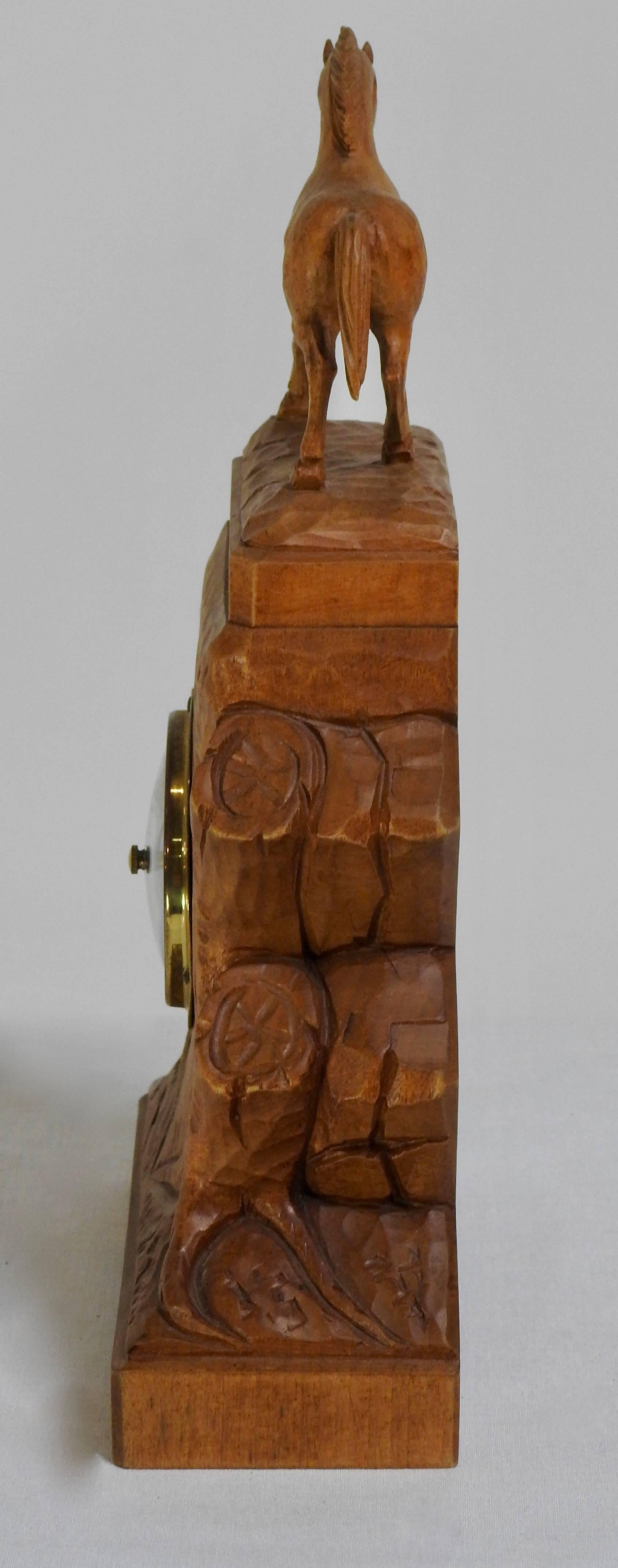 German Hand Carved Beechwood Equine Barometer For Sale 1