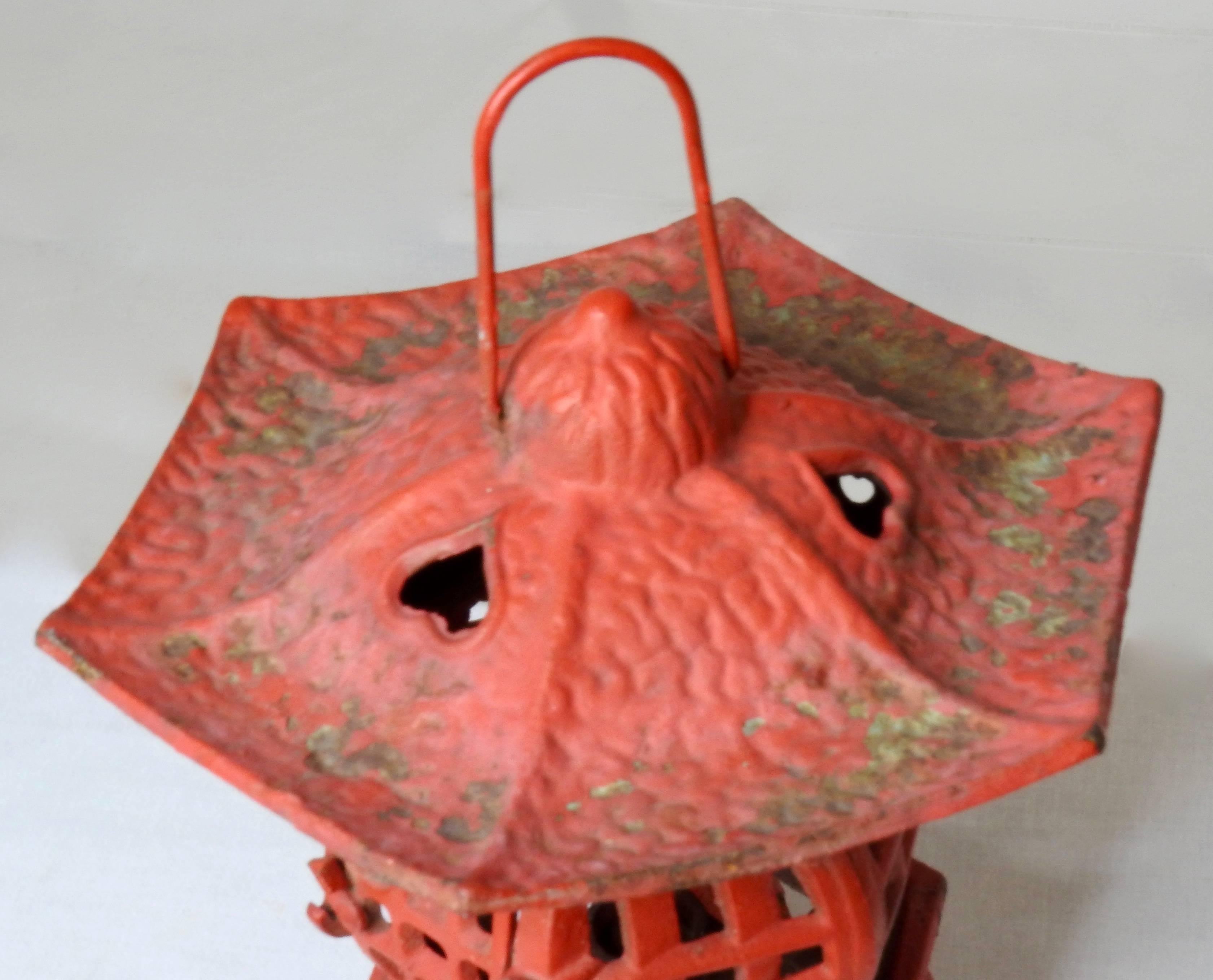 International Style Vintage Cast Iron Pagoda Hanging Lantern
