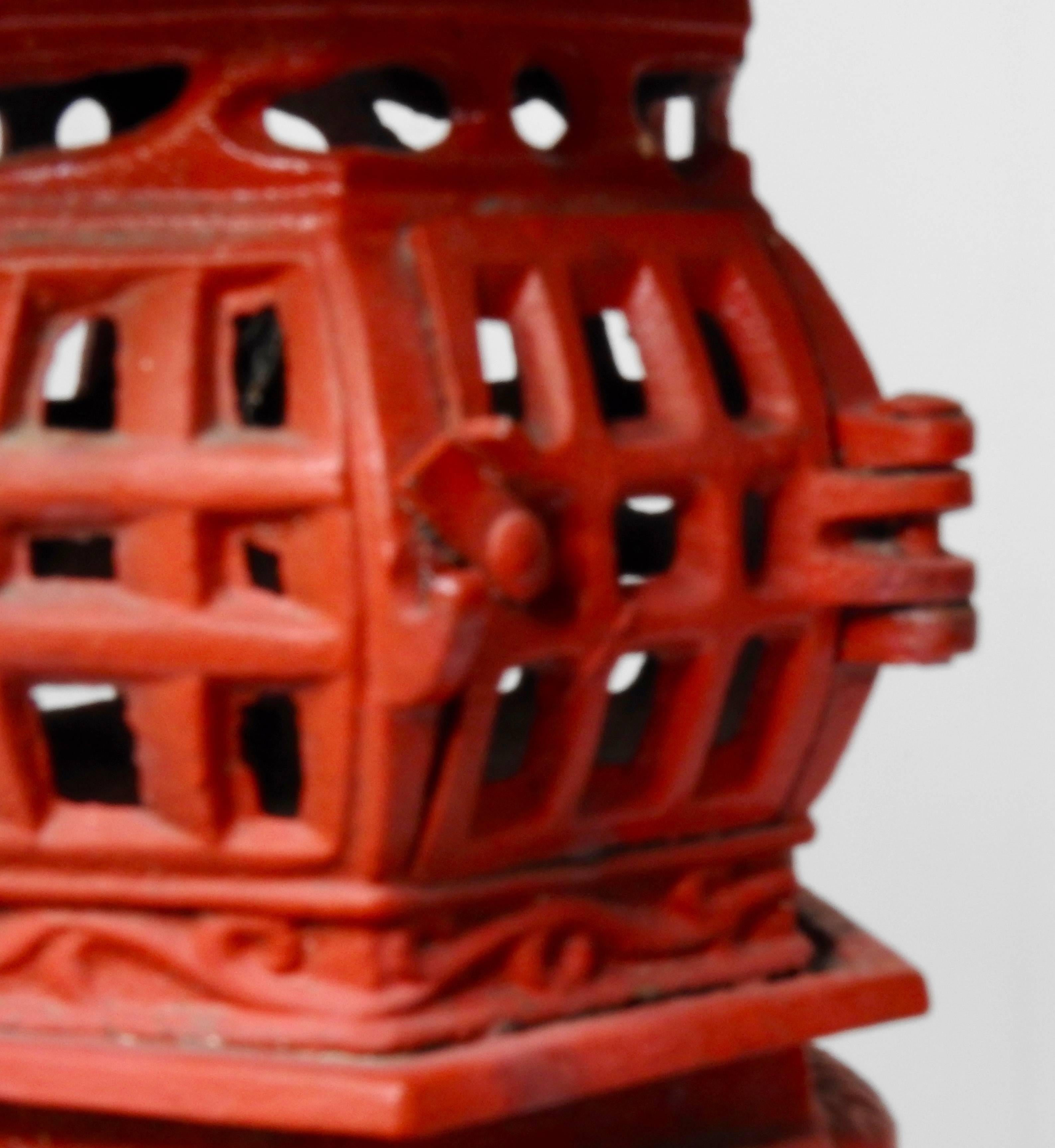 Asian Vintage Cast Iron Pagoda Hanging Lantern