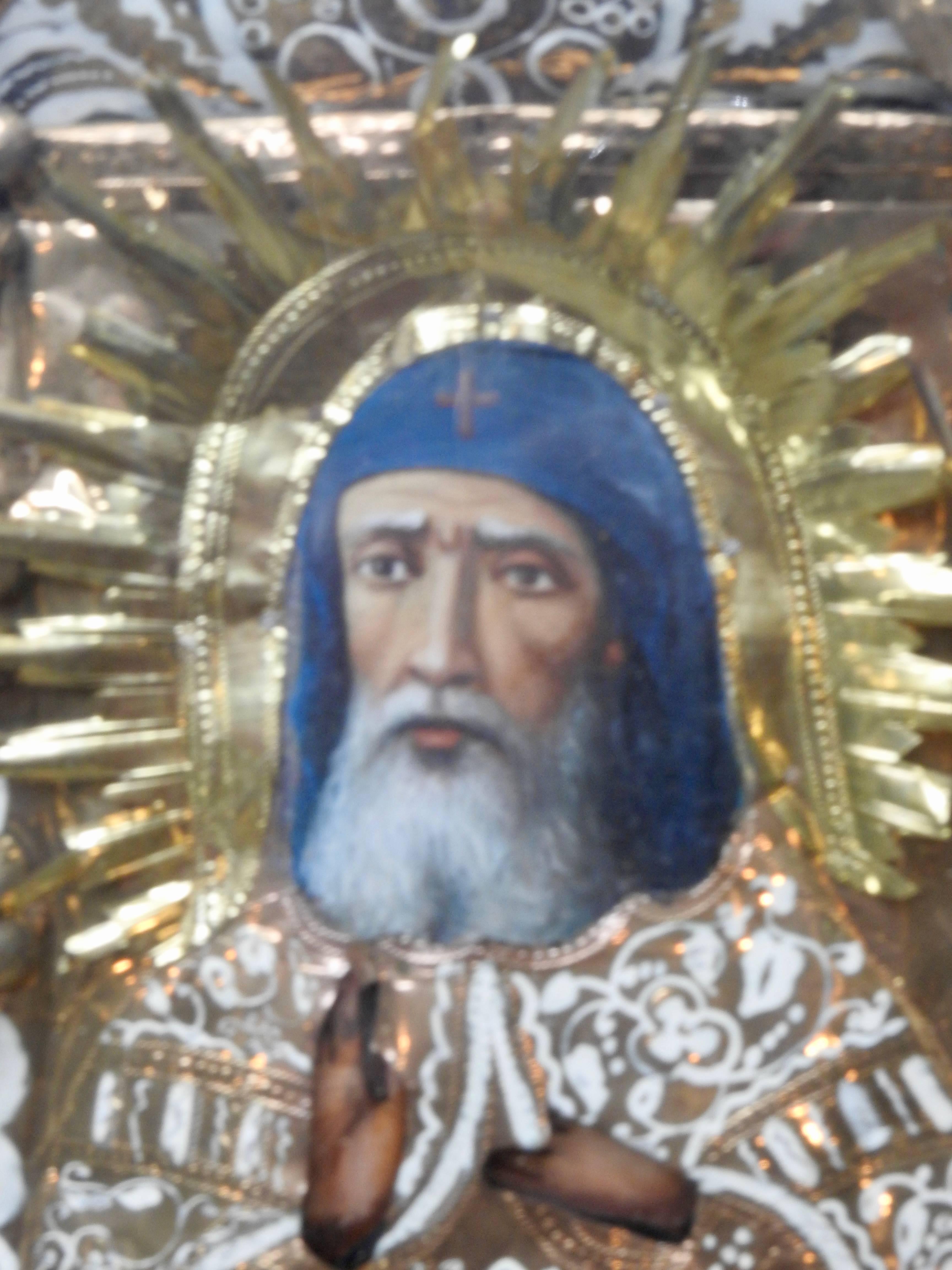 Hand-Crafted Greek Orthodox Icon of St Anthony For Sale