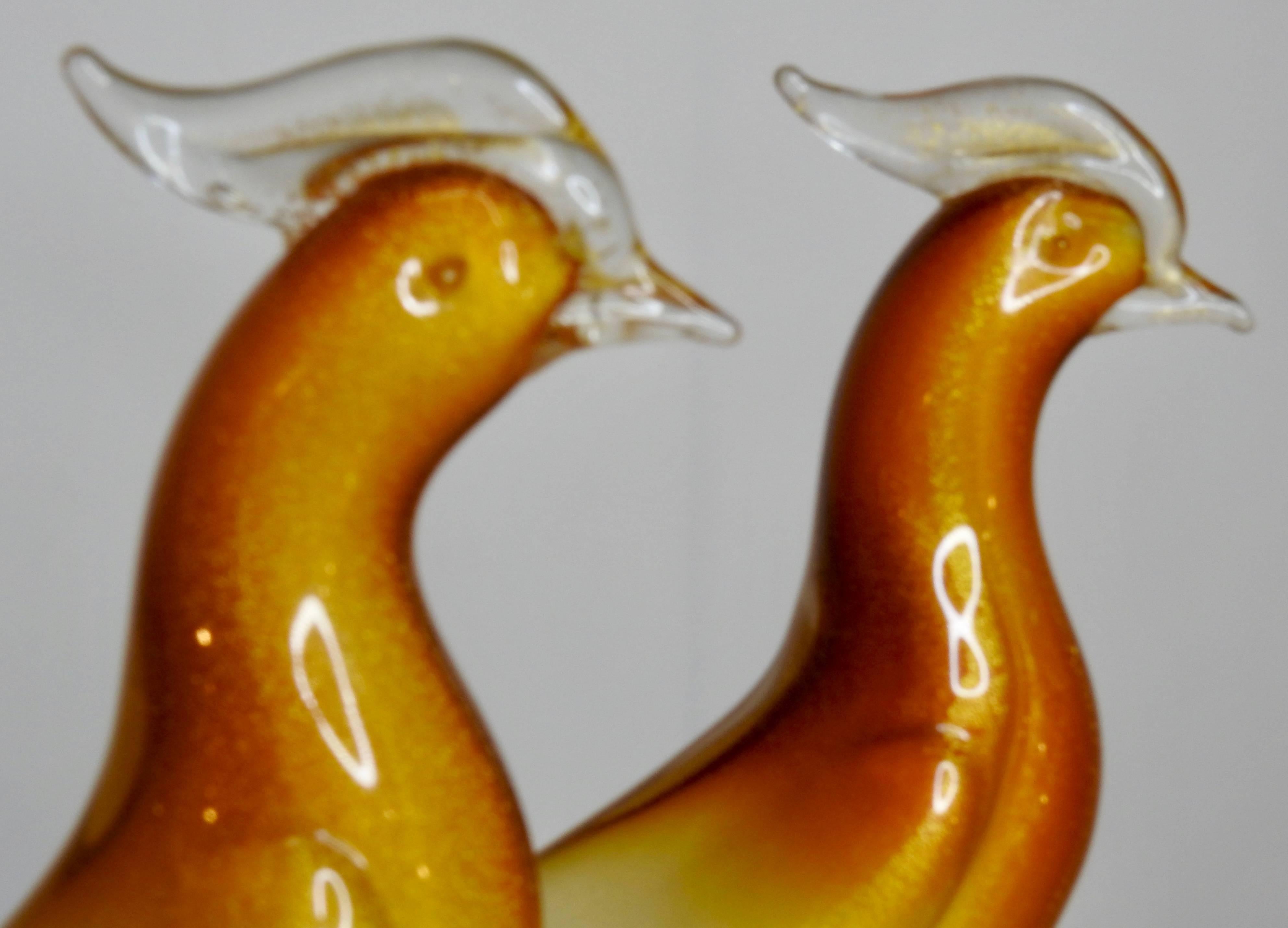 Hollywood Regency Salviati & Co. Murano Glass Pheasants For Sale