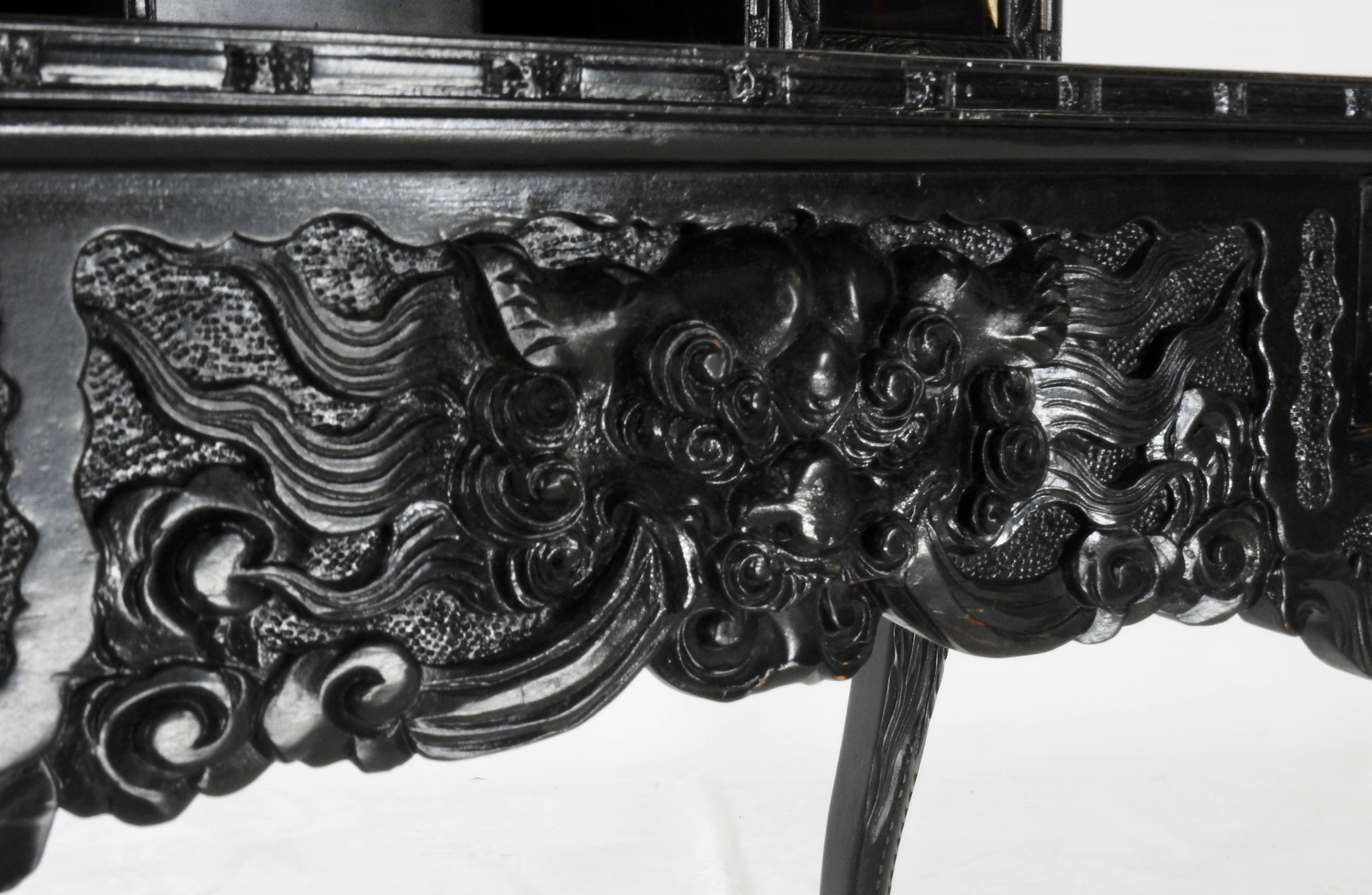 Hand-Carved Anglo-Japanese Secretary