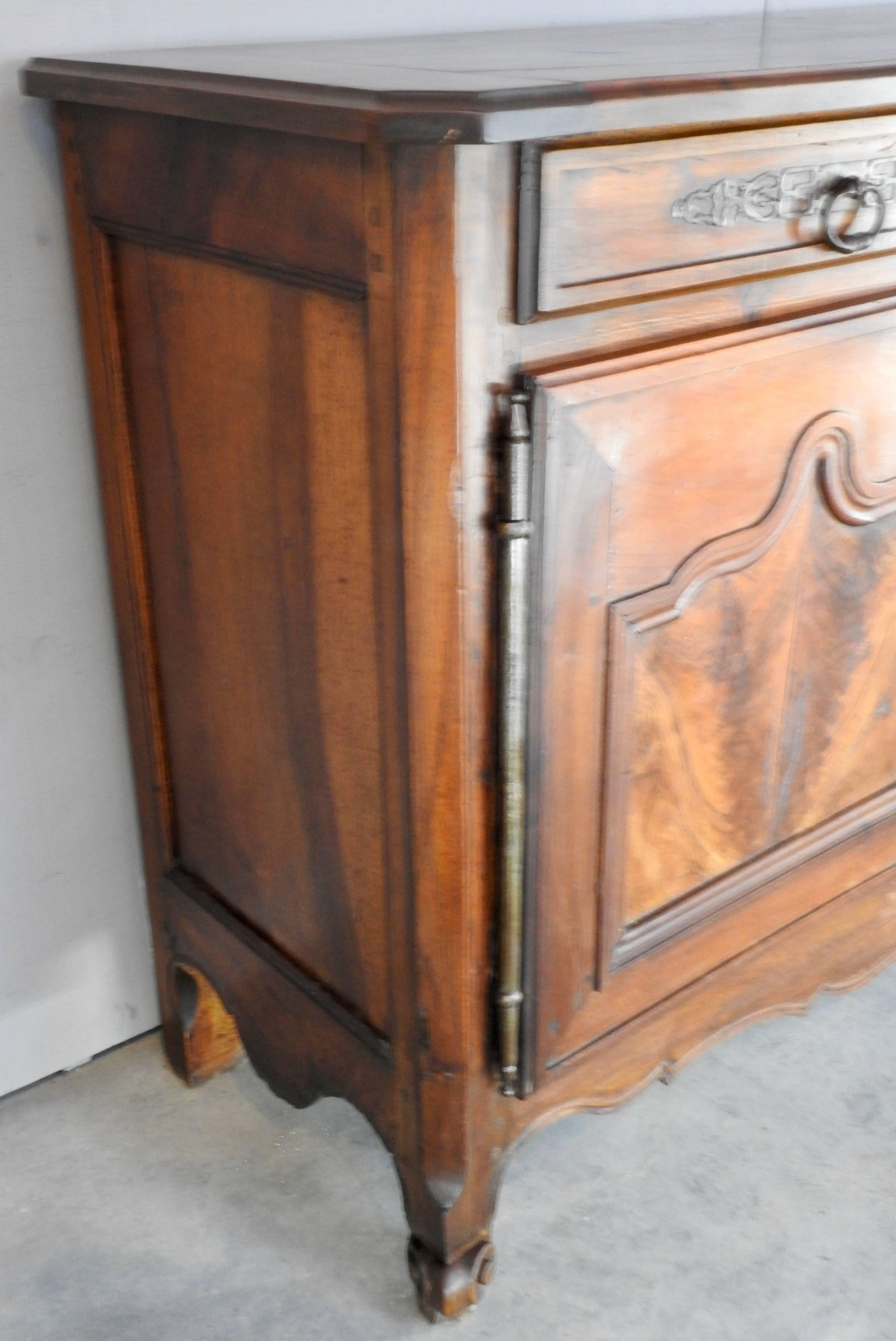 Country Walnut French Monumental Sideboard, 19th Century For Sale