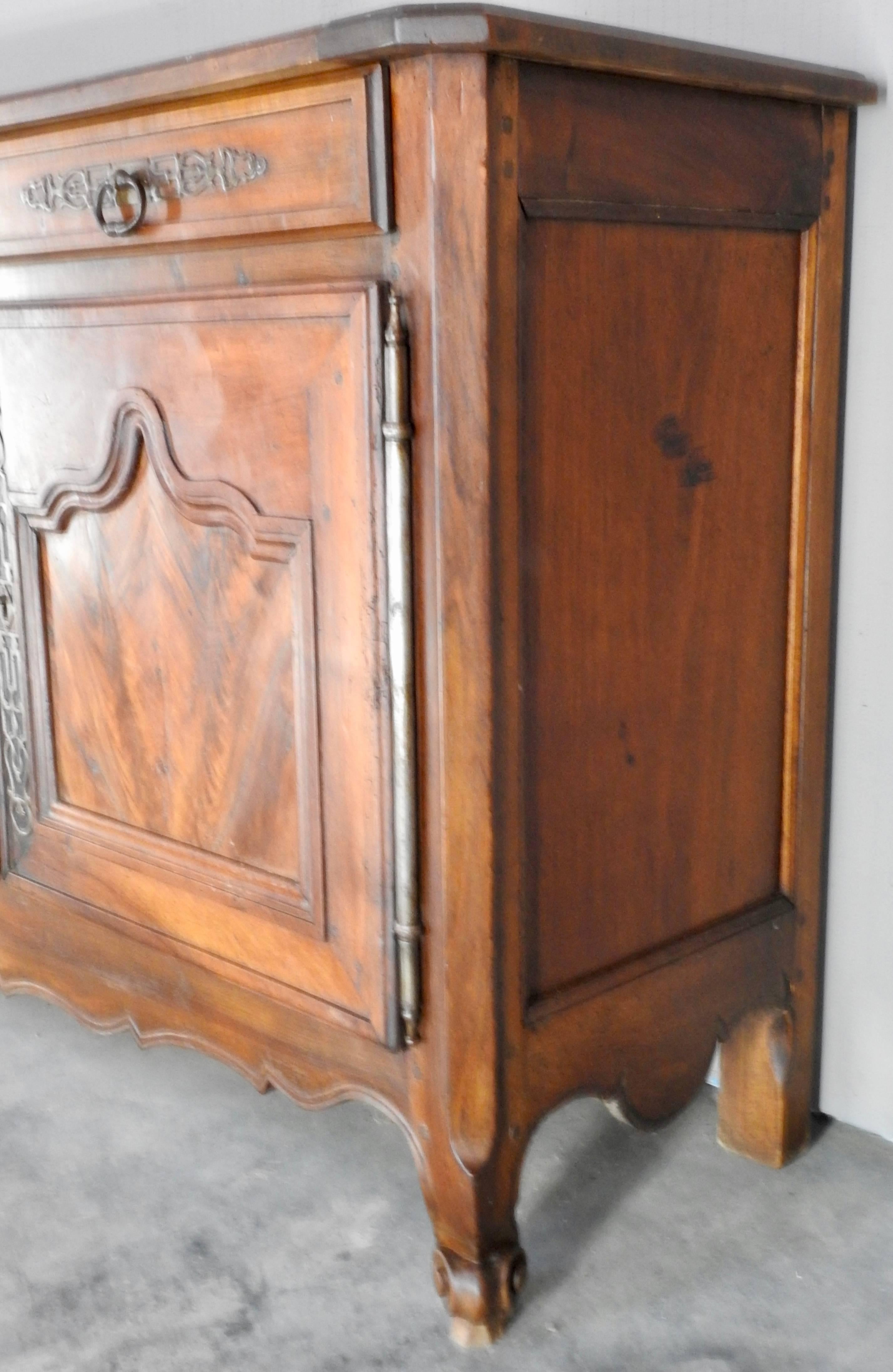 Metalwork Walnut French Monumental Sideboard, 19th Century For Sale