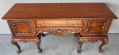 Walnut Sideboard with Hairy Paw Feet, 20th Century