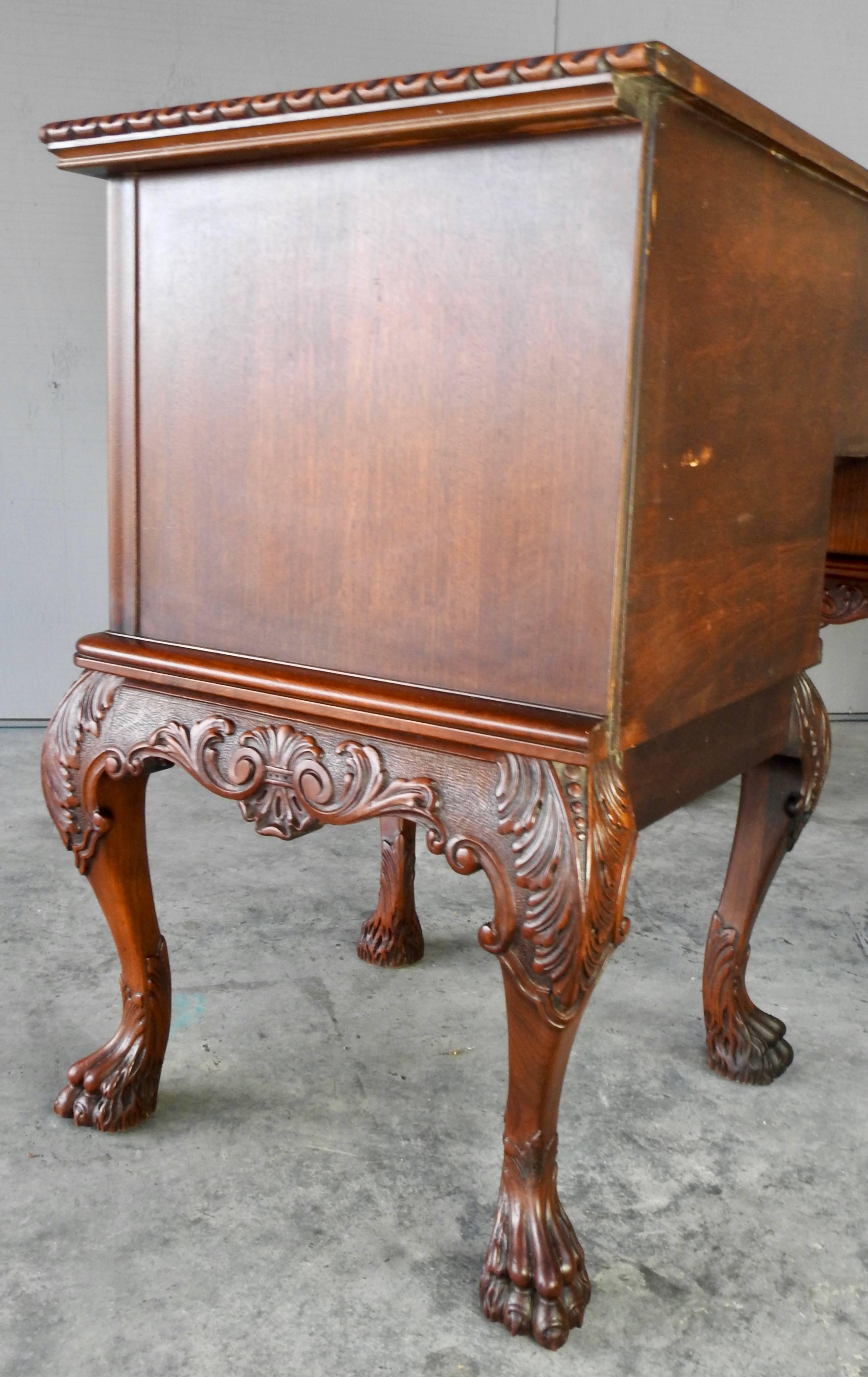 Bronze Walnut Sideboard with Hairy Paw Feet, 20th Century For Sale