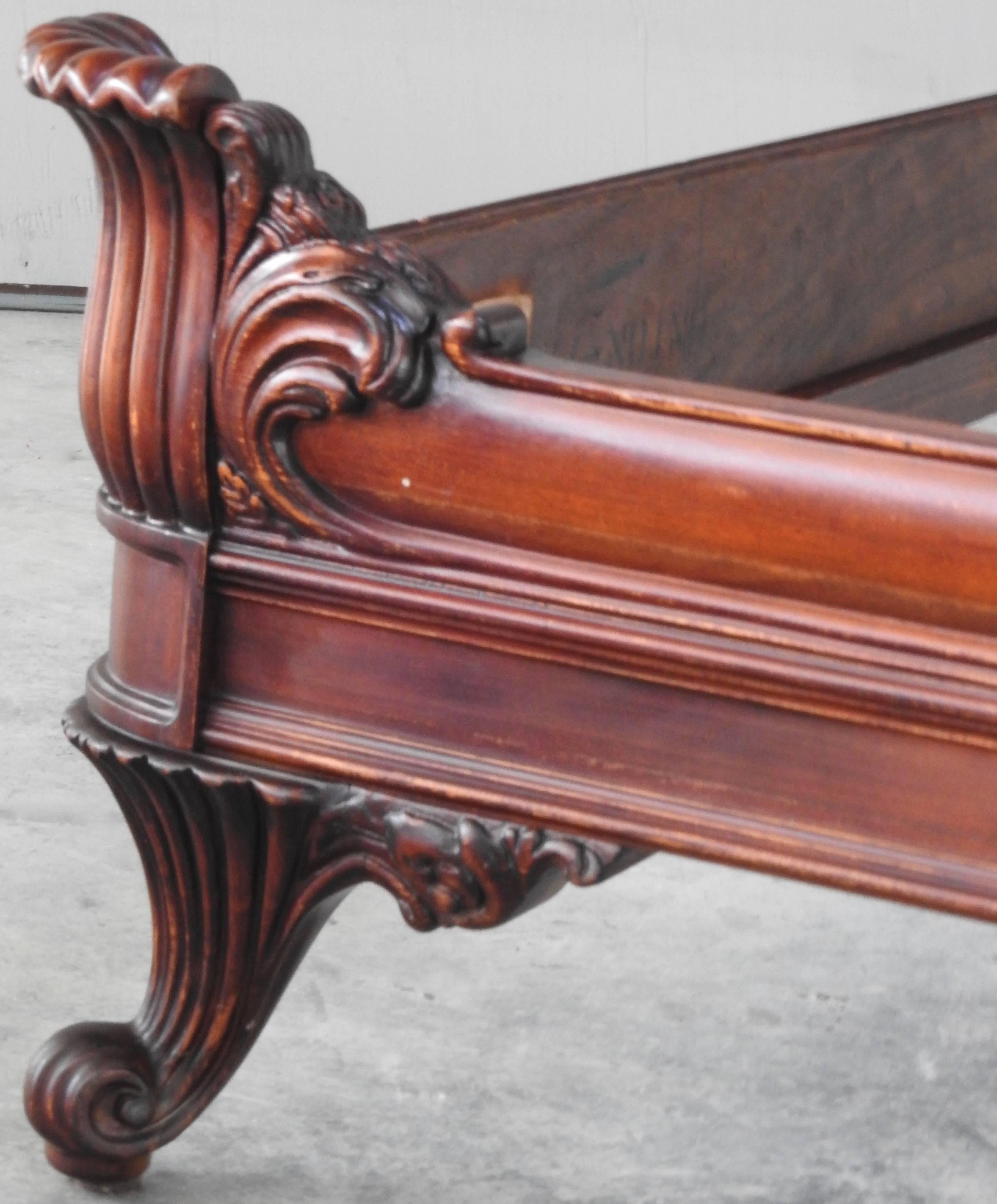 Early 20th Century, Flame Mahogany Bed & Rails 3