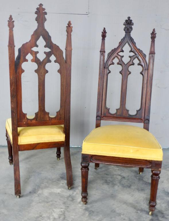 Pair of 19th Century High Back Gothic Chairs at 1stDibs