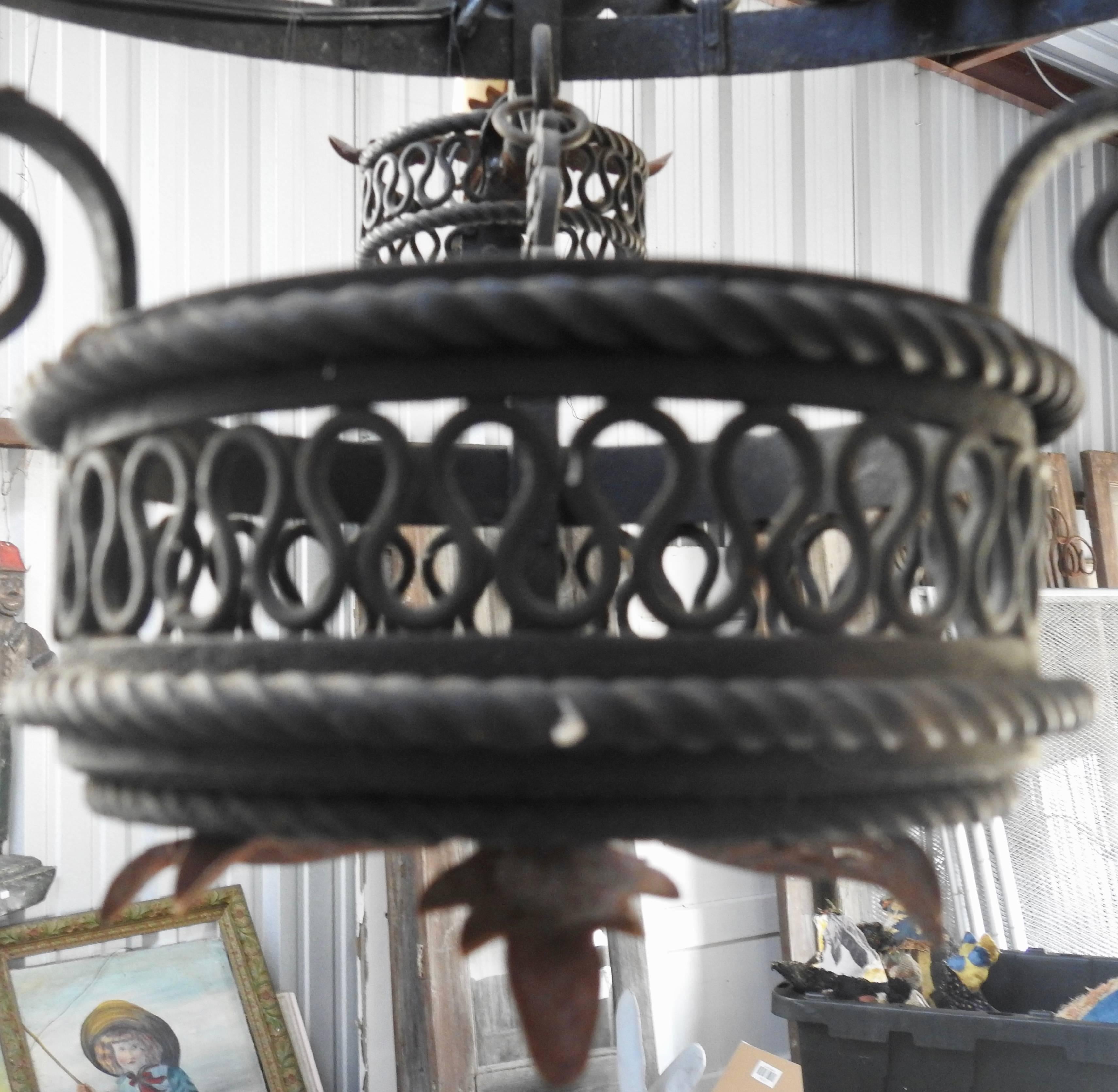 19th Century Spanish Wrought Iron Chandelier 1