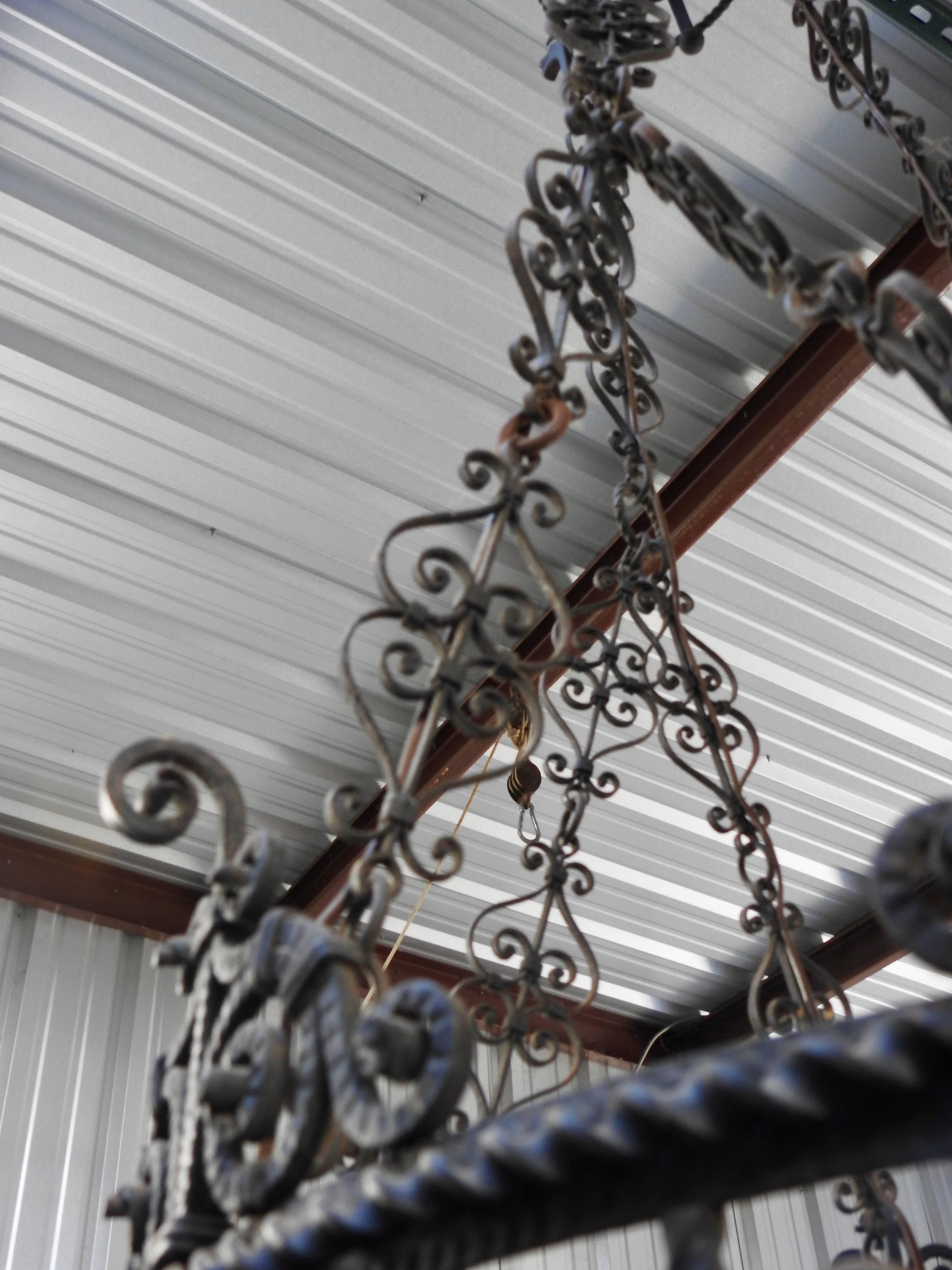19th Century Spanish Wrought Iron Chandelier 2