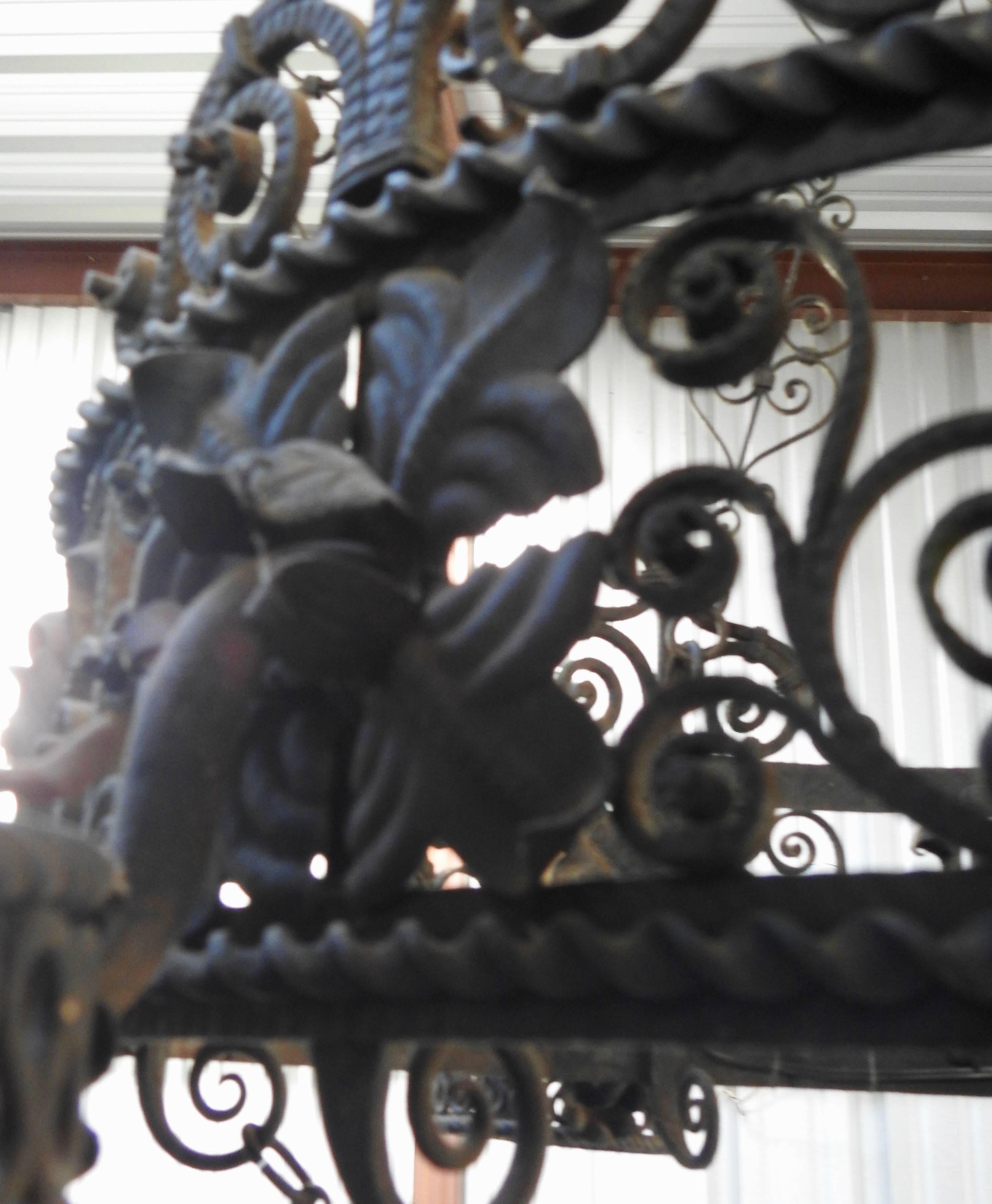 19th Century Spanish Wrought Iron Chandelier 3