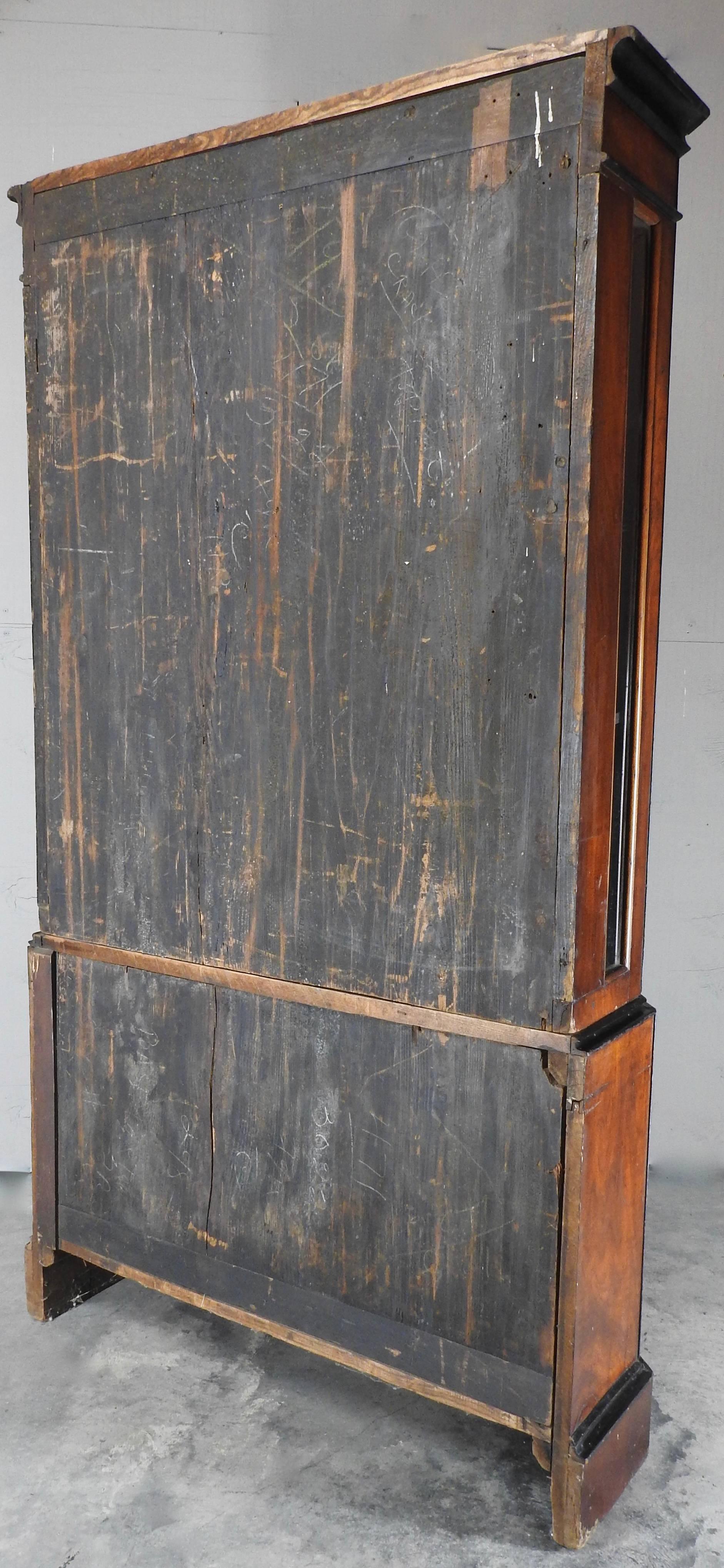 19th Century 1830s Biedermeier Burled Walnut Veneer Bookcase