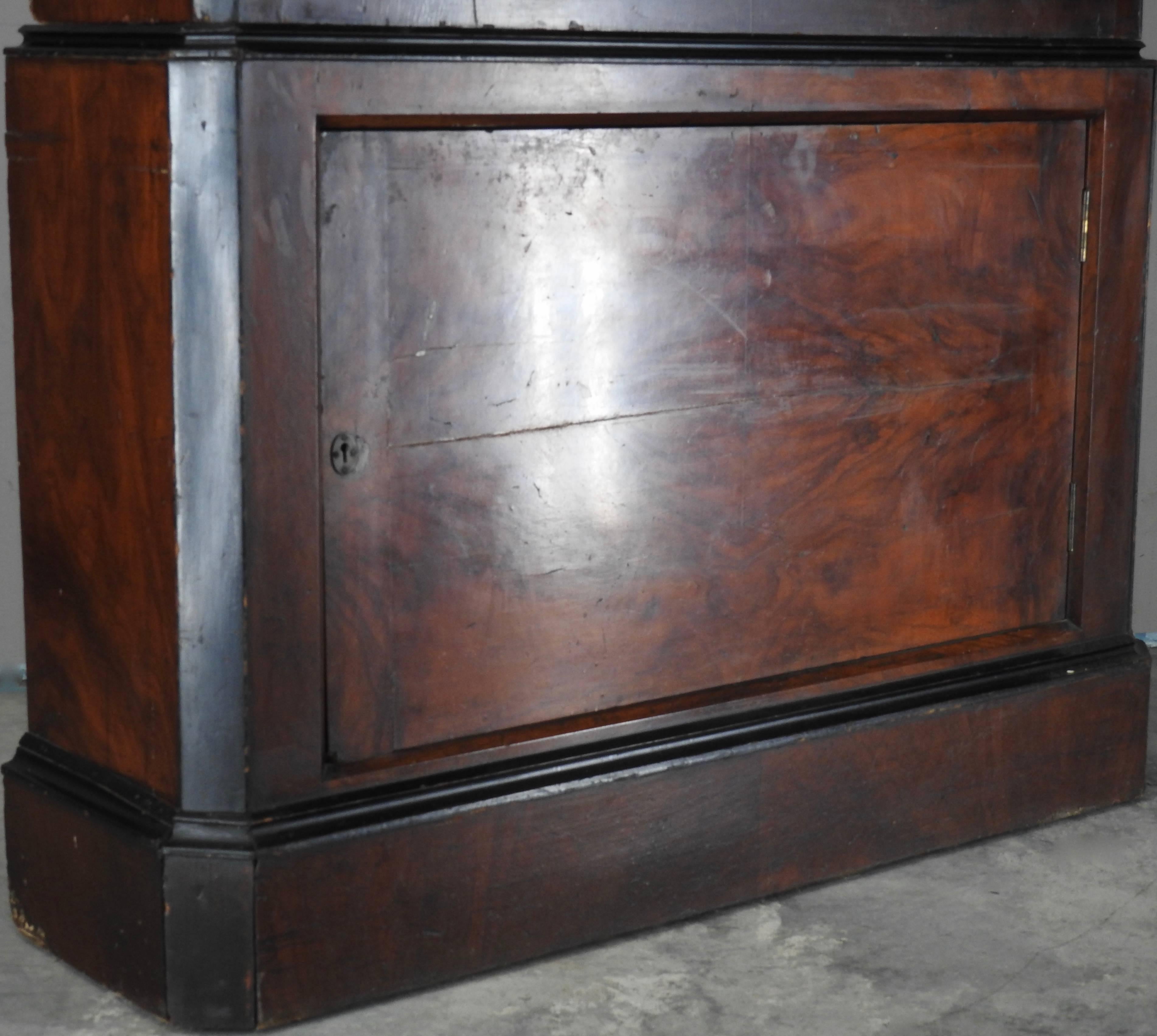 1830s Biedermeier Burled Walnut Veneer Bookcase In Good Condition In Cookeville, TN