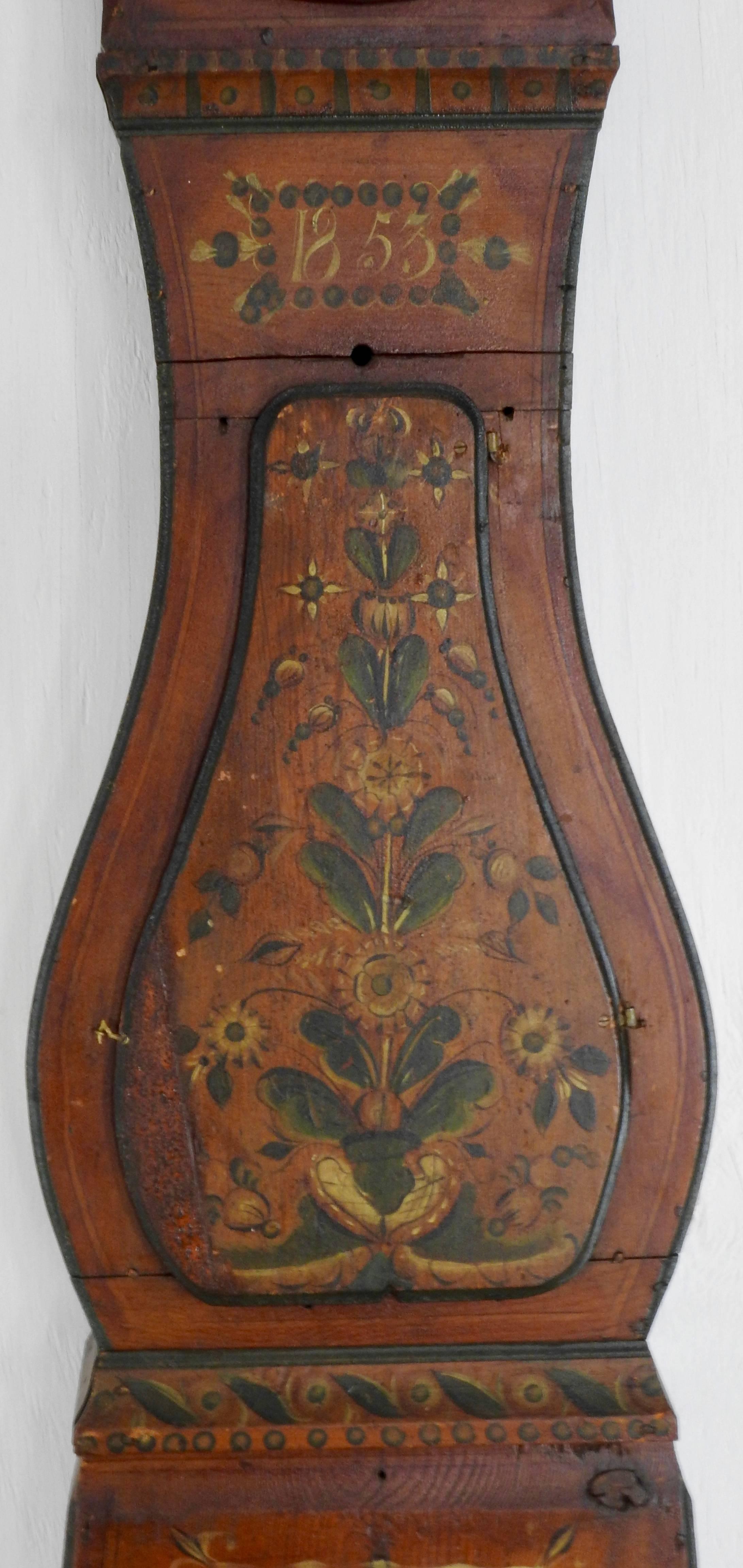 19th Century Swedish Floral Longcase Clock In Good Condition In Cookeville, TN
