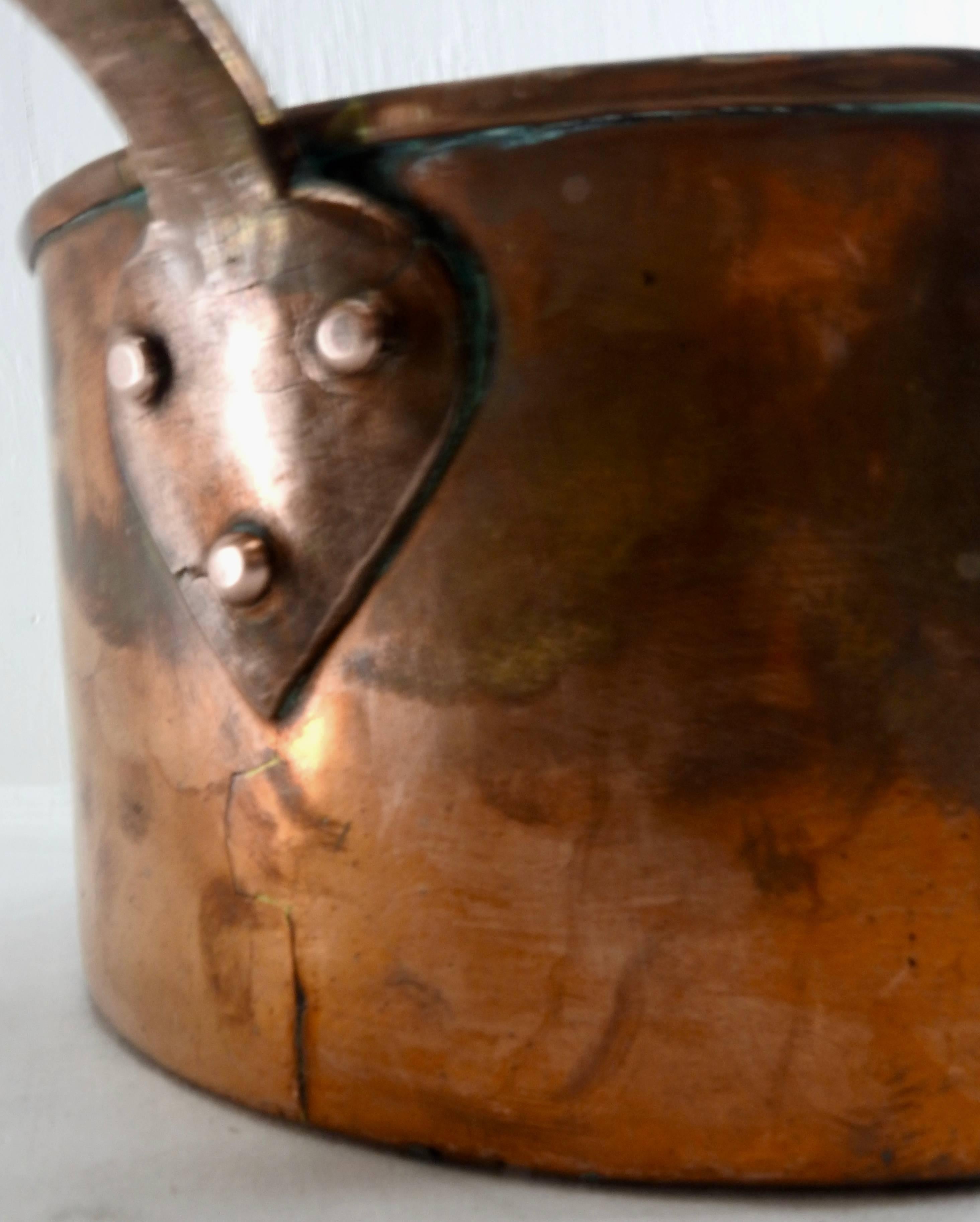 Primitive French Medium Copper Stock Pan For Sale