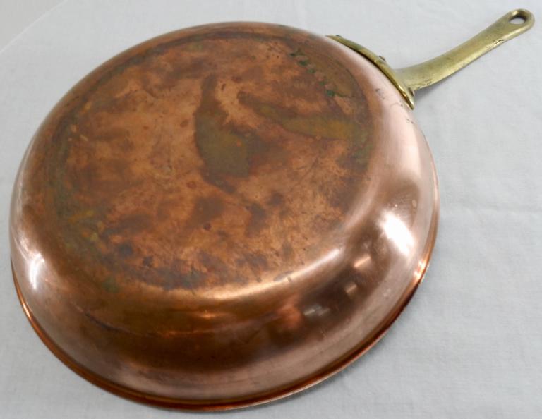 Primitive French Copper Frying Pan For Sale