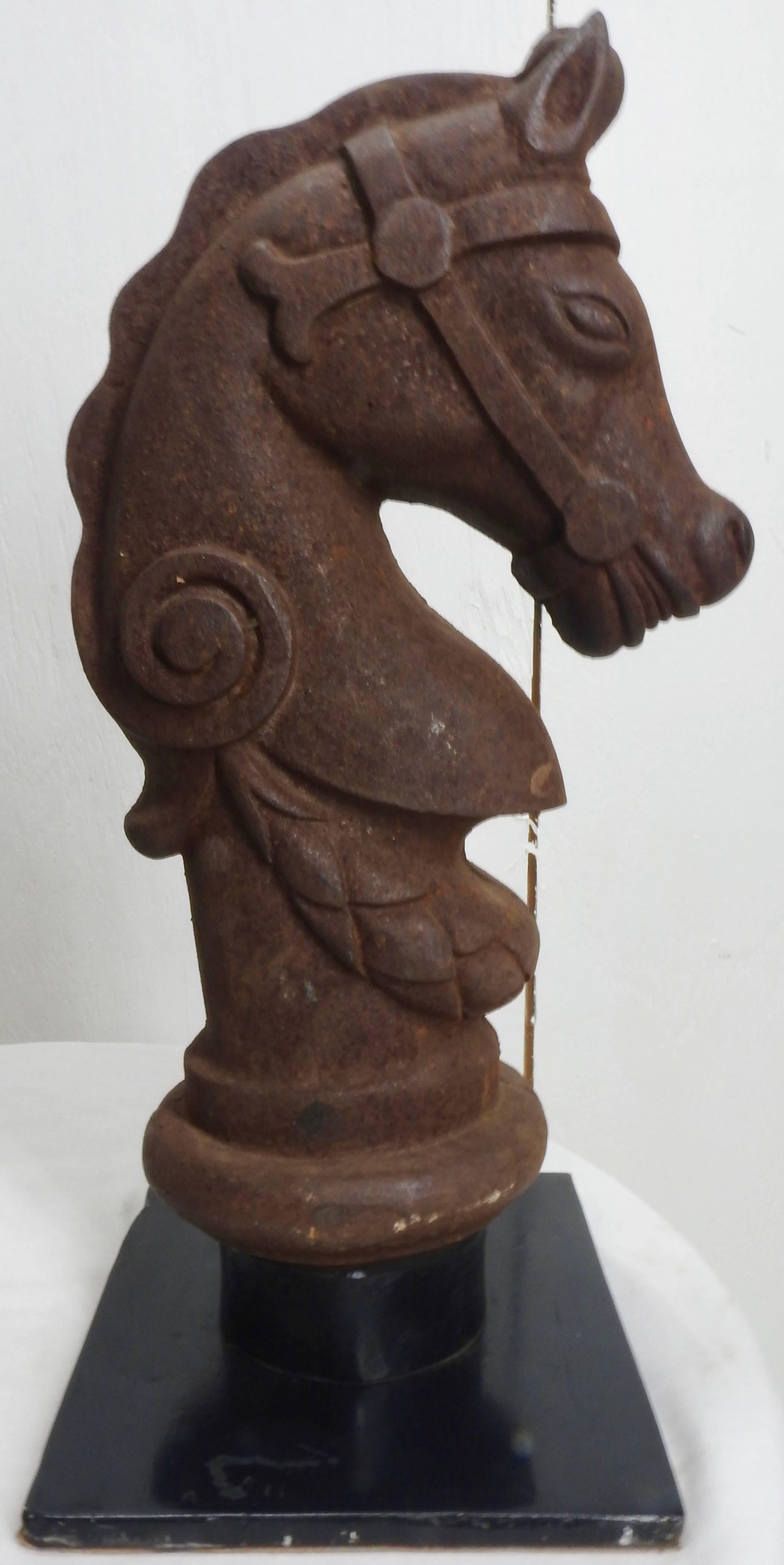 Pair of Late 19th Century Cast Iron Horse Head Post Toppers 1