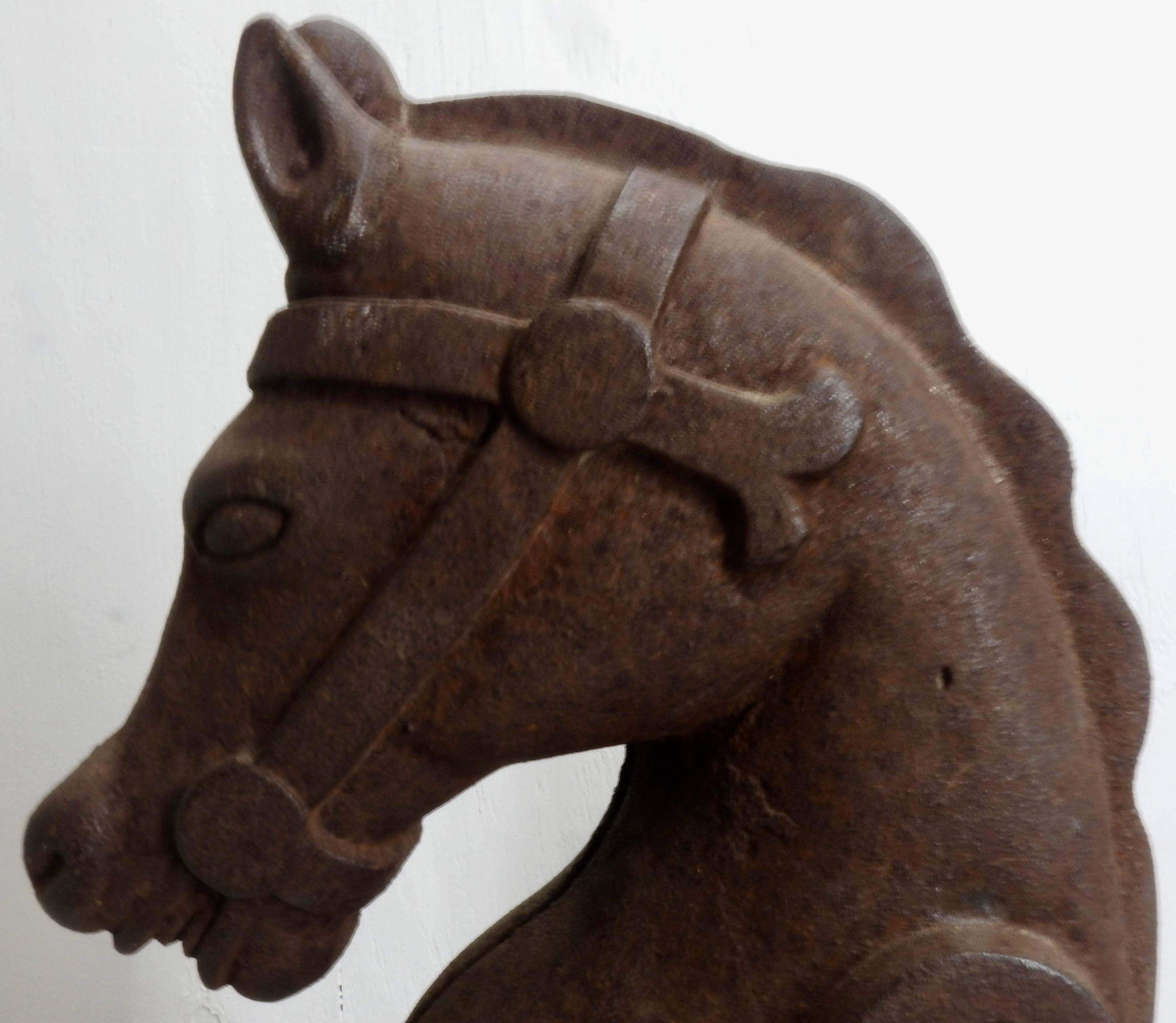 Pair of Late 19th Century Cast Iron Horse Head Post Toppers 3