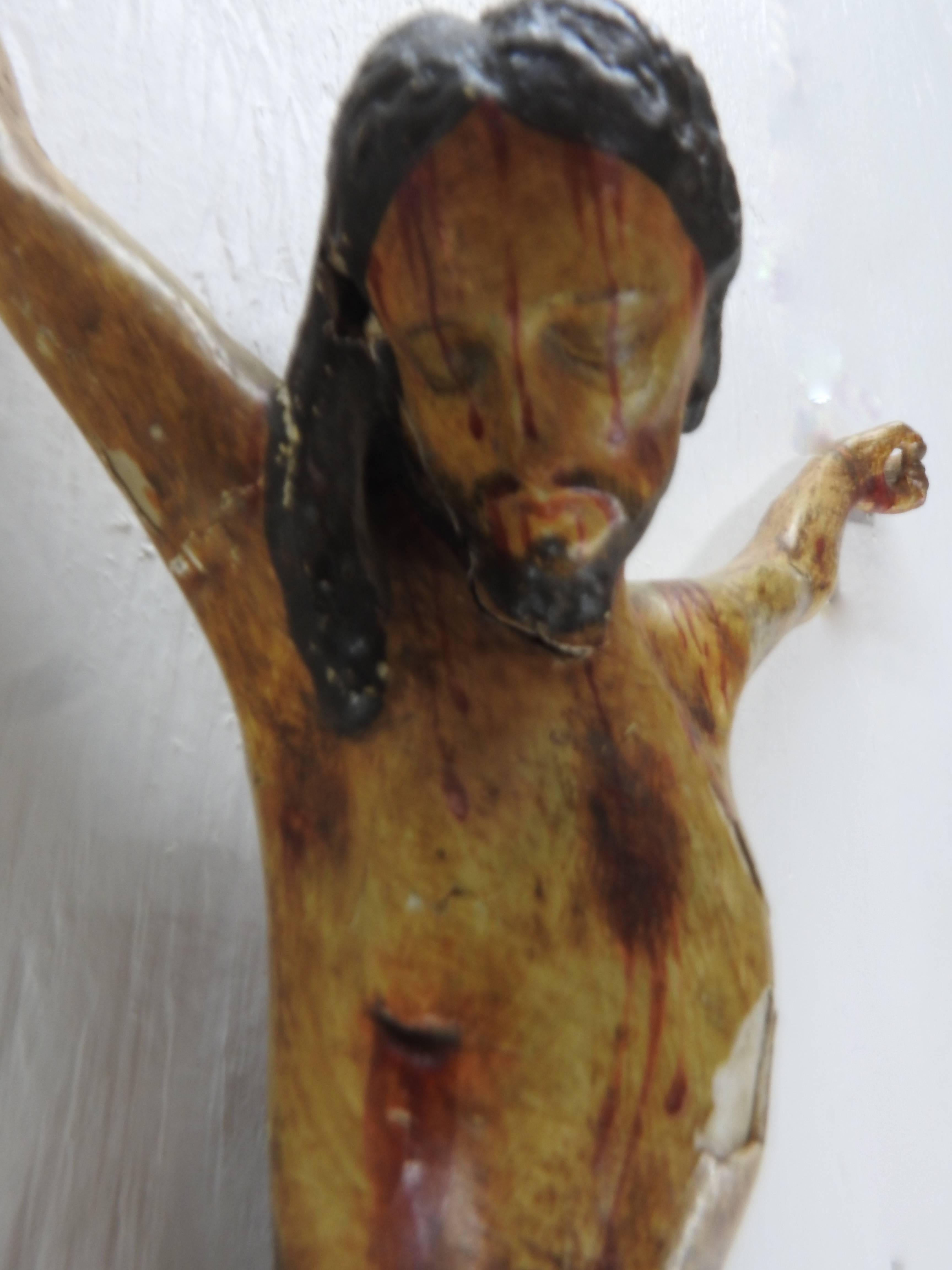 Renaissance Italian Polychromed Crucifix For Sale