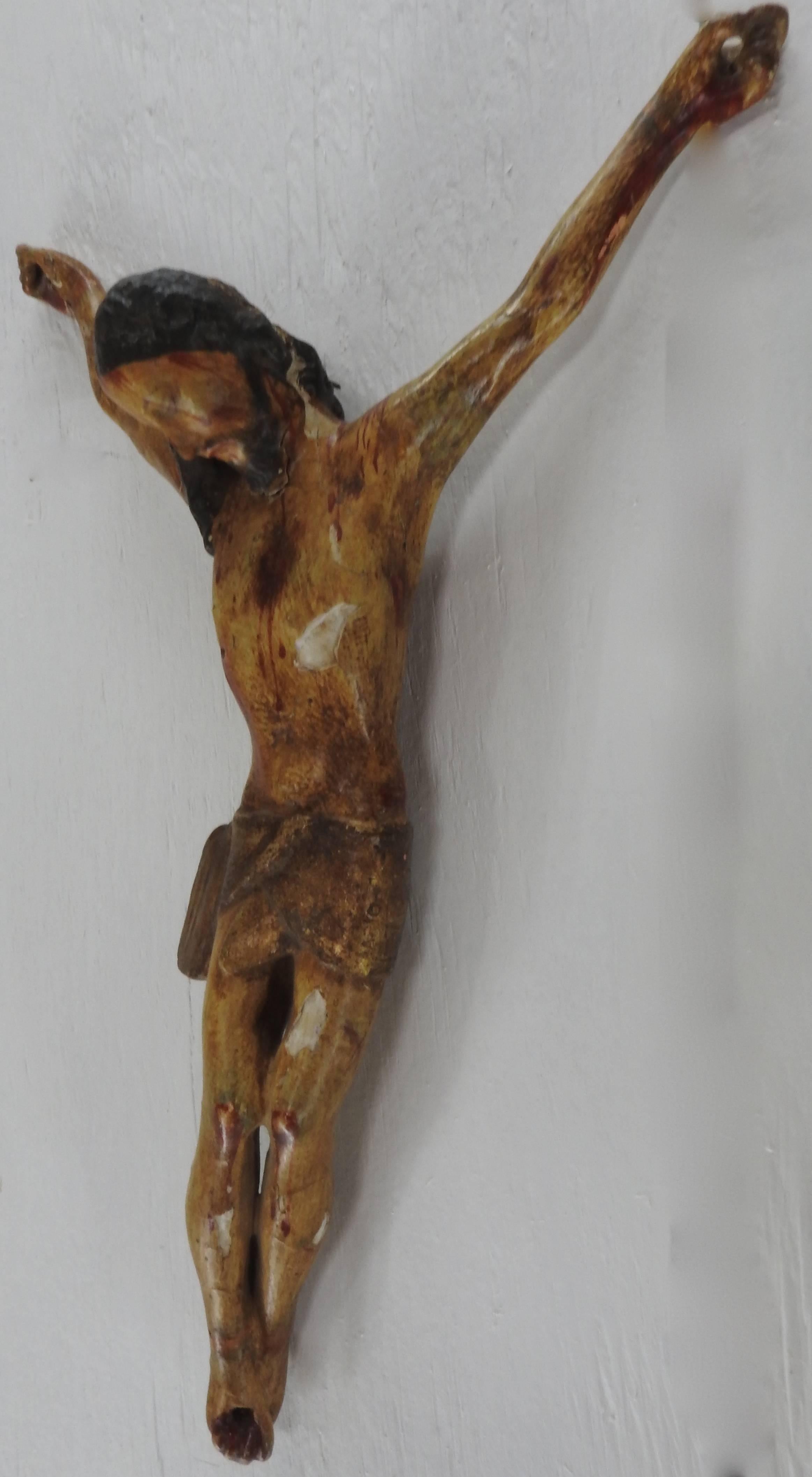 Italian Polychromed Crucifix In Fair Condition For Sale In Cookeville, TN