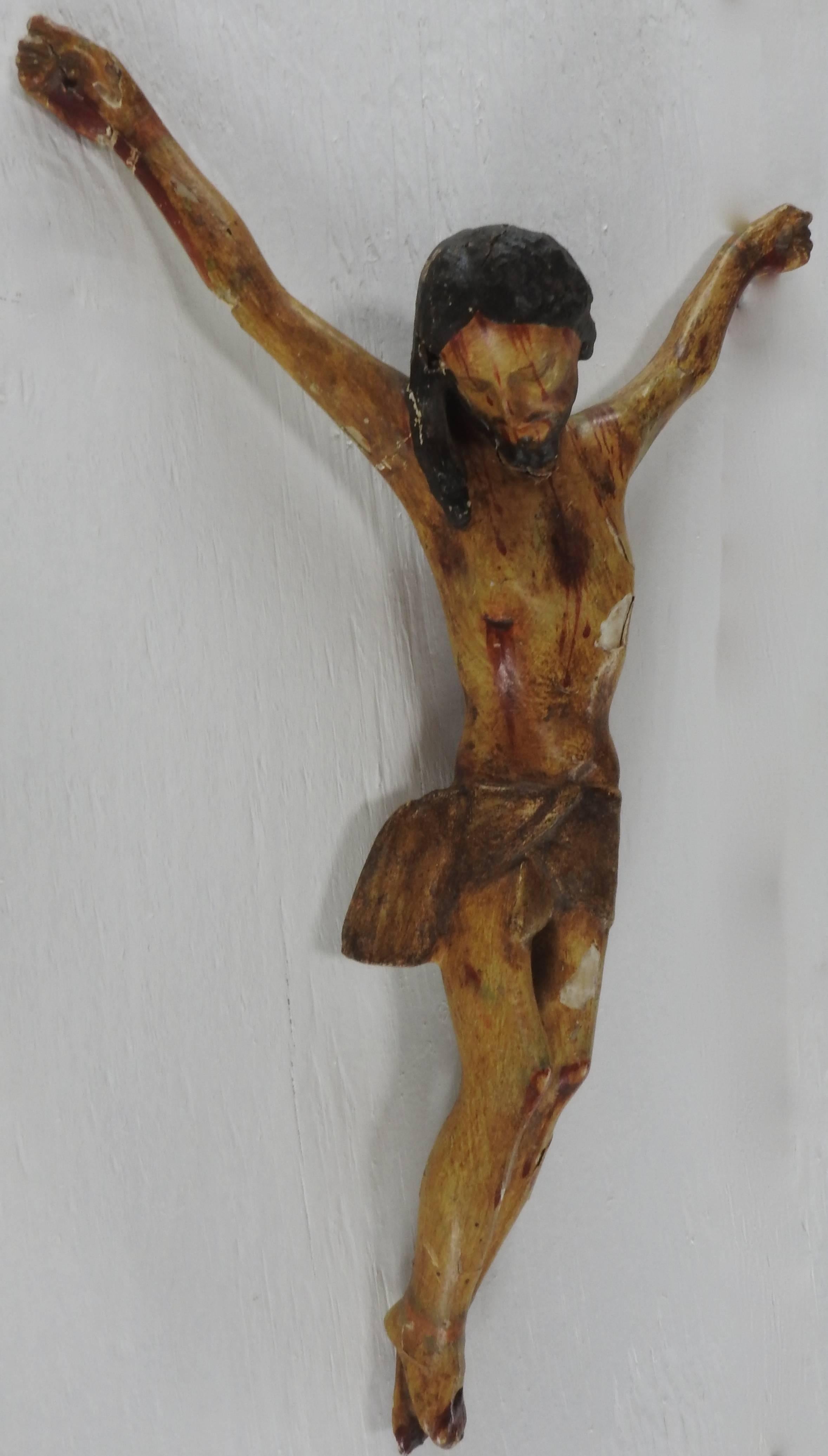 18th Century Italian Polychromed Crucifix For Sale