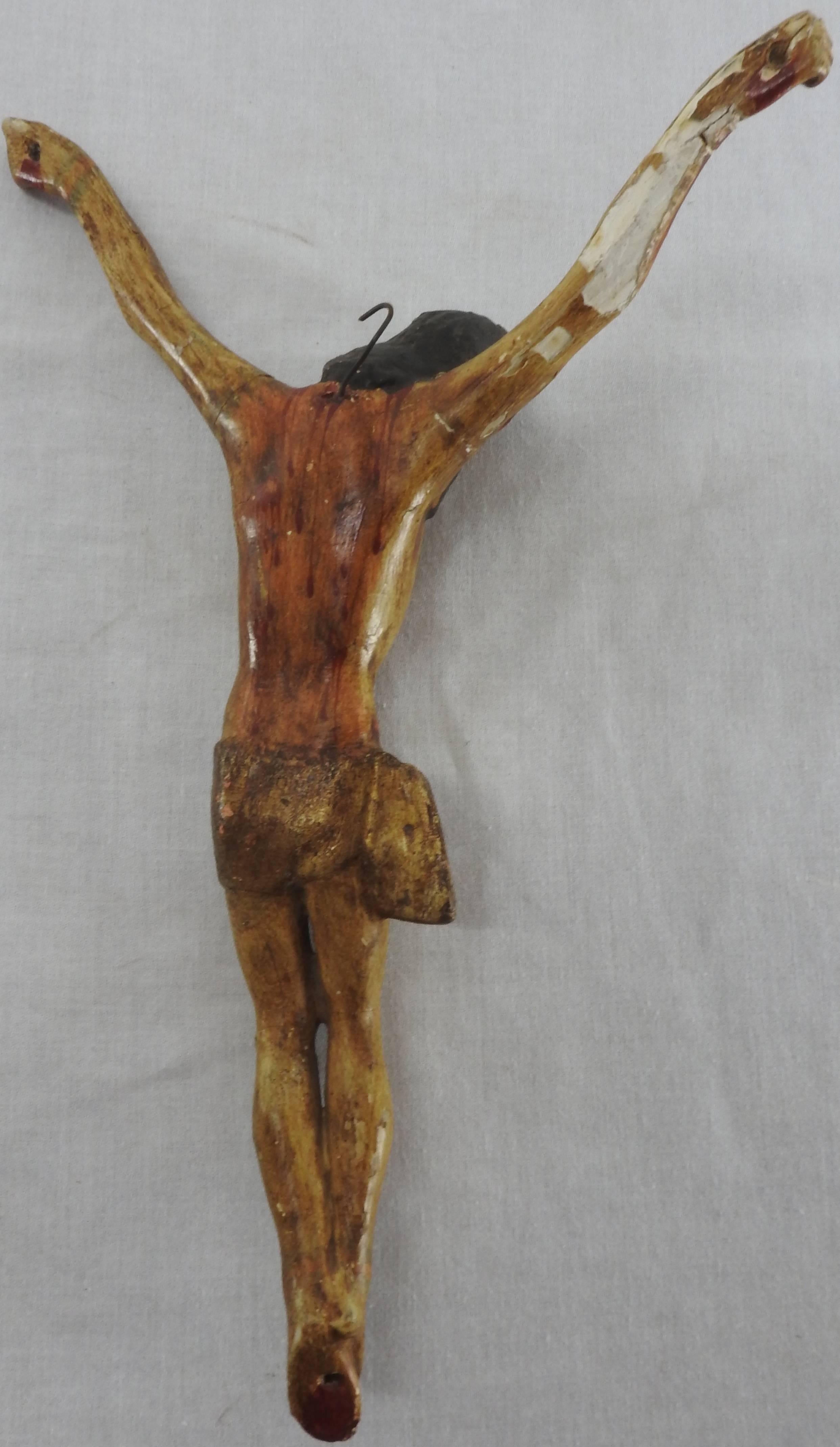 Plaster Italian Polychromed Crucifix For Sale