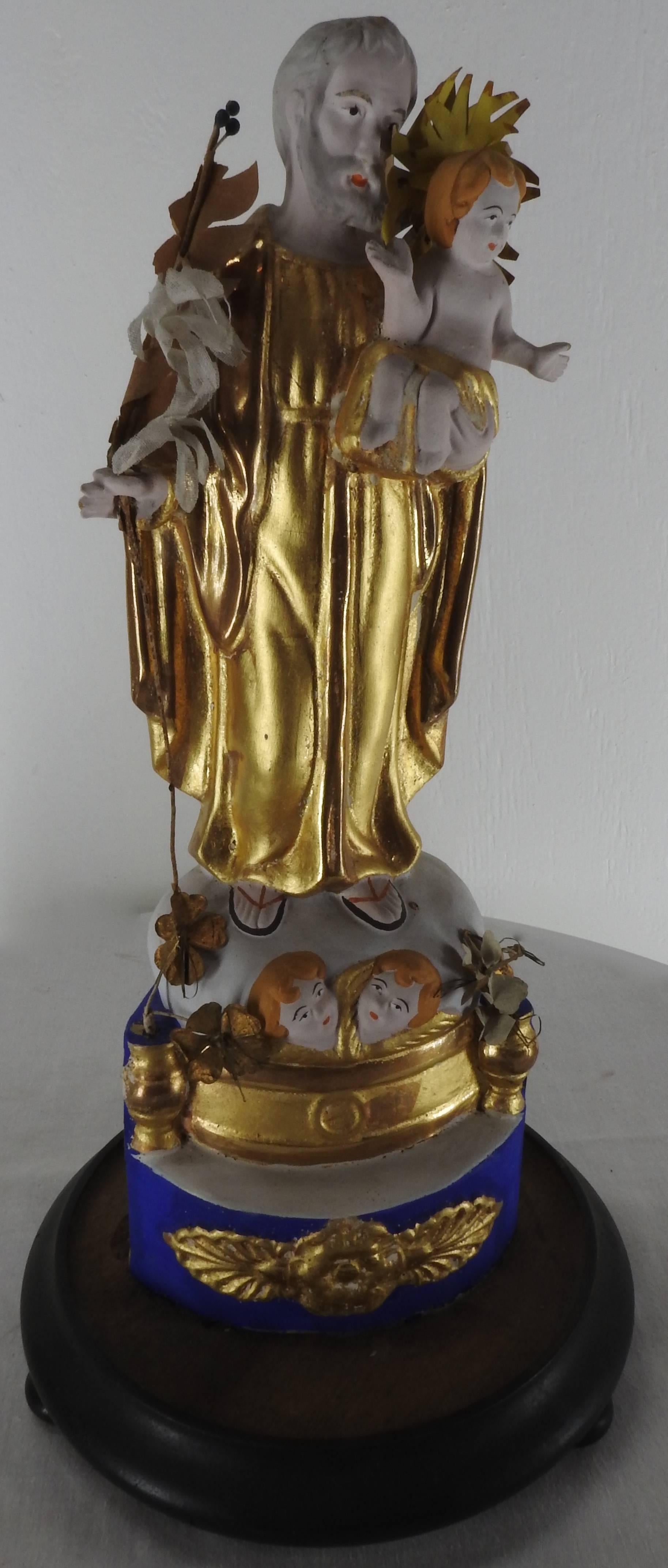 Italian Gilded Religious Sculptures In Fair Condition For Sale In Cookeville, TN