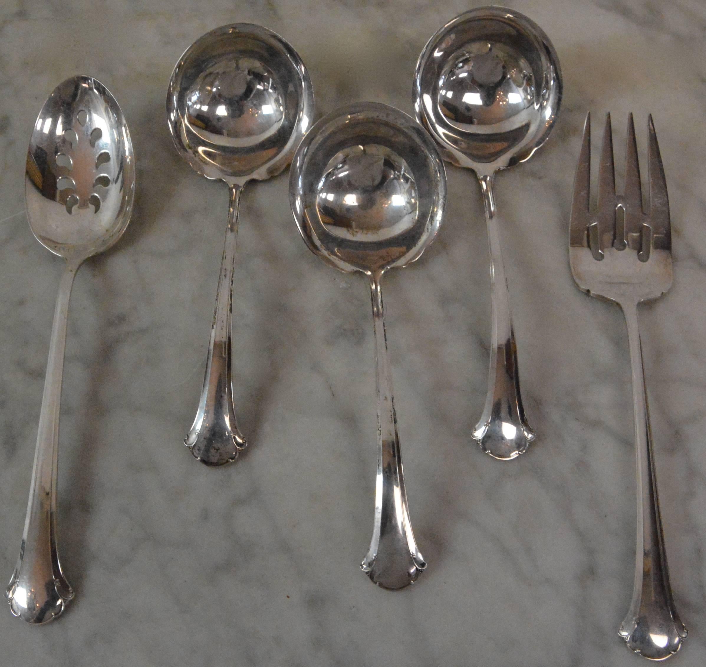 American Towle Sterling Silver Flatware Set Chippendale Pattern 39 Pieces For Sale