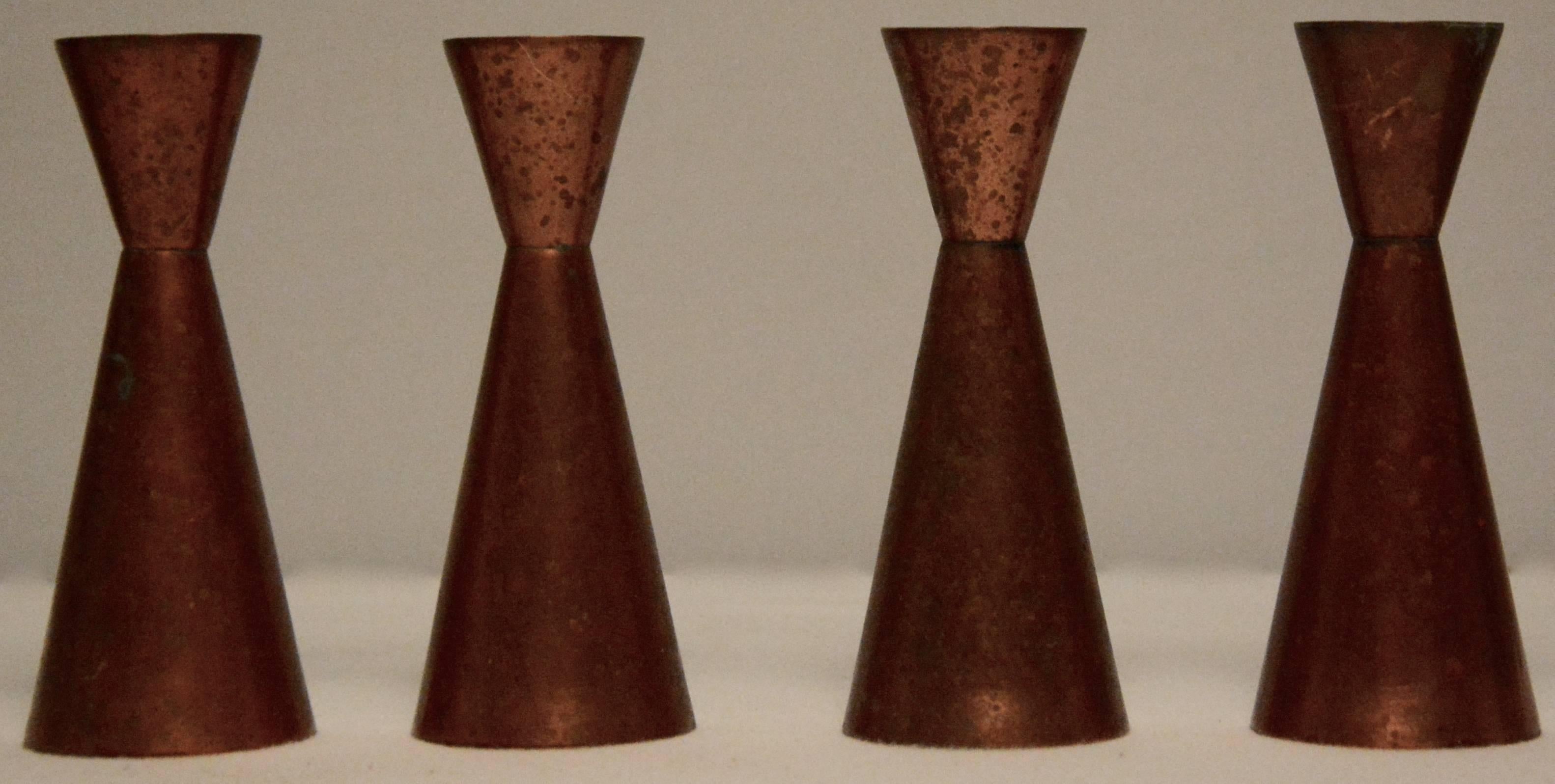 Danish Copper Candlesticks E. Dragsted Mid-Century Modern