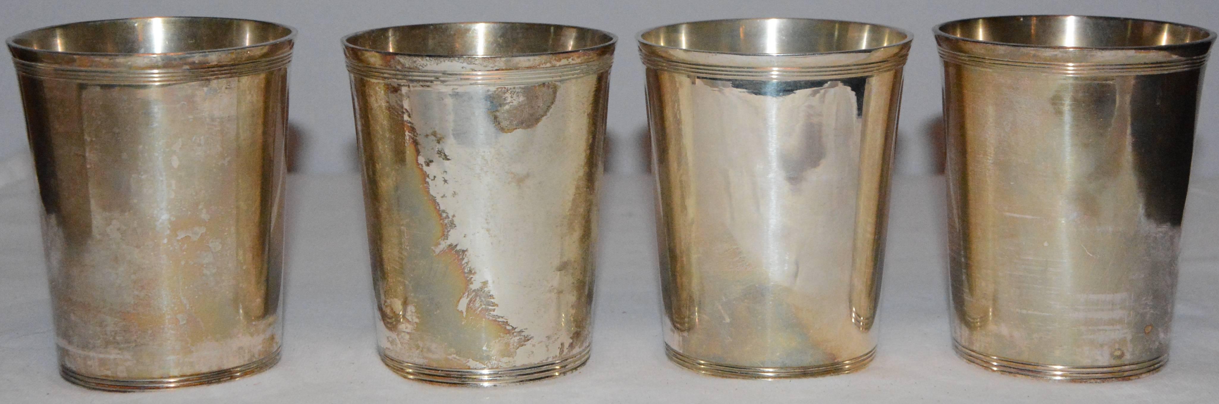 American Colonial Godinger Silver Plate Julep Cups with Monograms