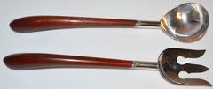 Sterling Silver and Wood Salad Servers