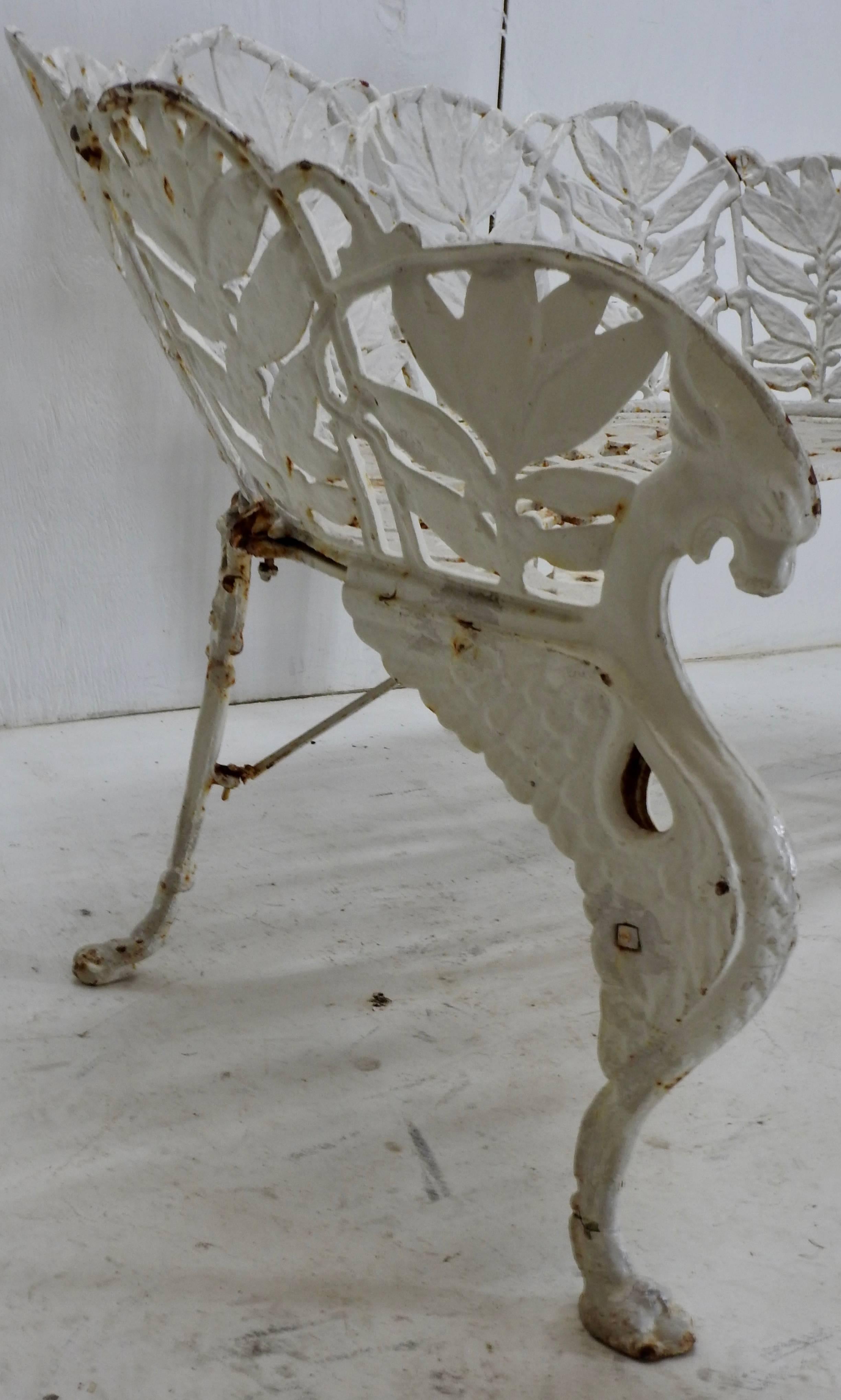 American Late 19th Century White Wrought Iron Settee