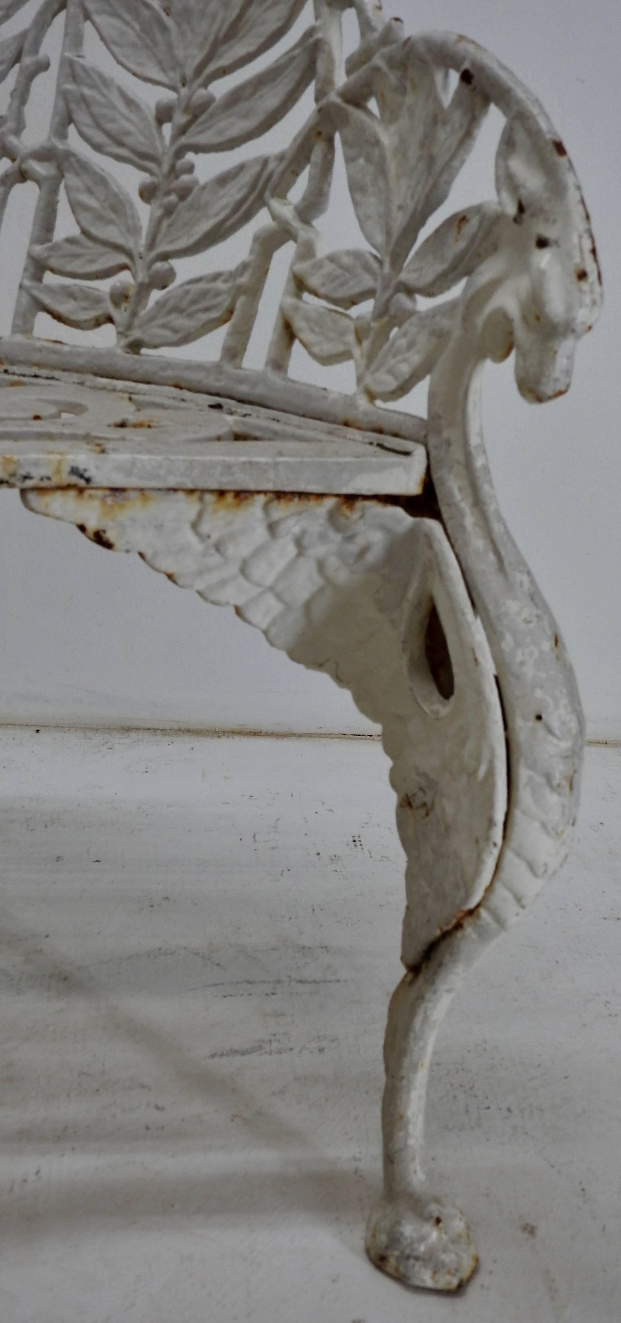 Cast Late 19th Century White Wrought Iron Settee
