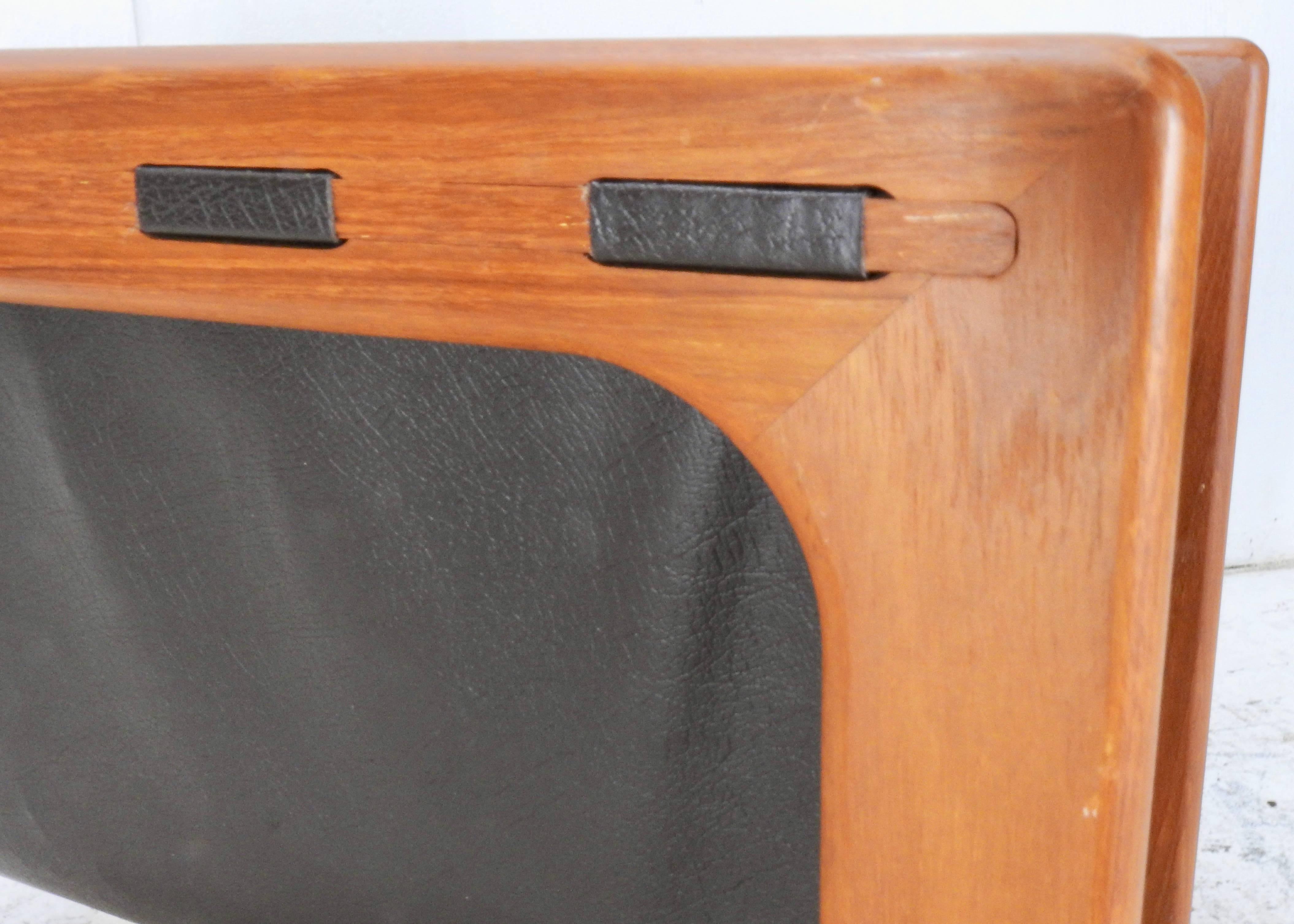 Hand-Crafted Danish Modern Salin Mobler Teak and Leather Magazine Rack For Sale