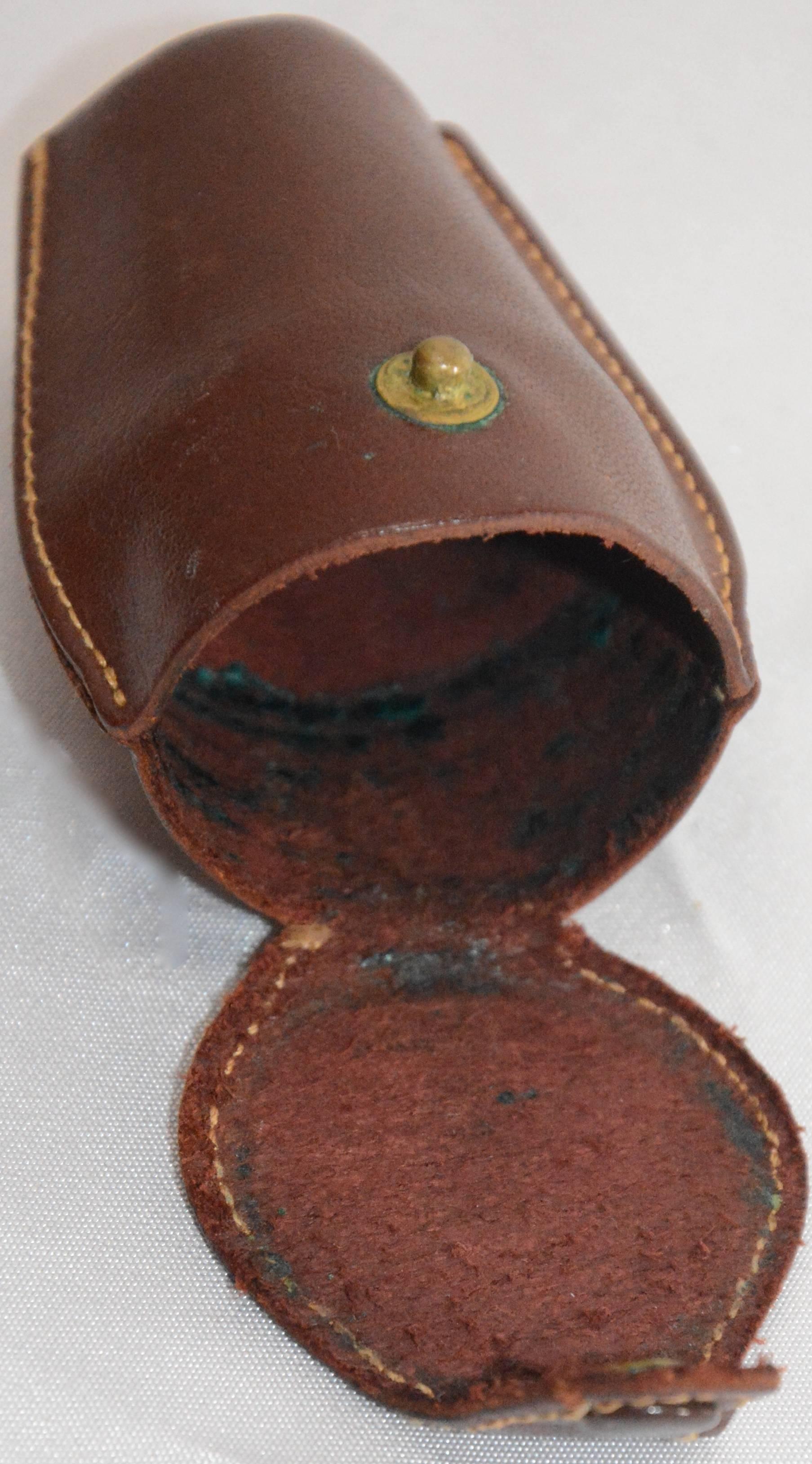 Hand-Crafted Copper Shot Glasses in Leather Travel Case by West Bend, Mid-Century Modern For Sale