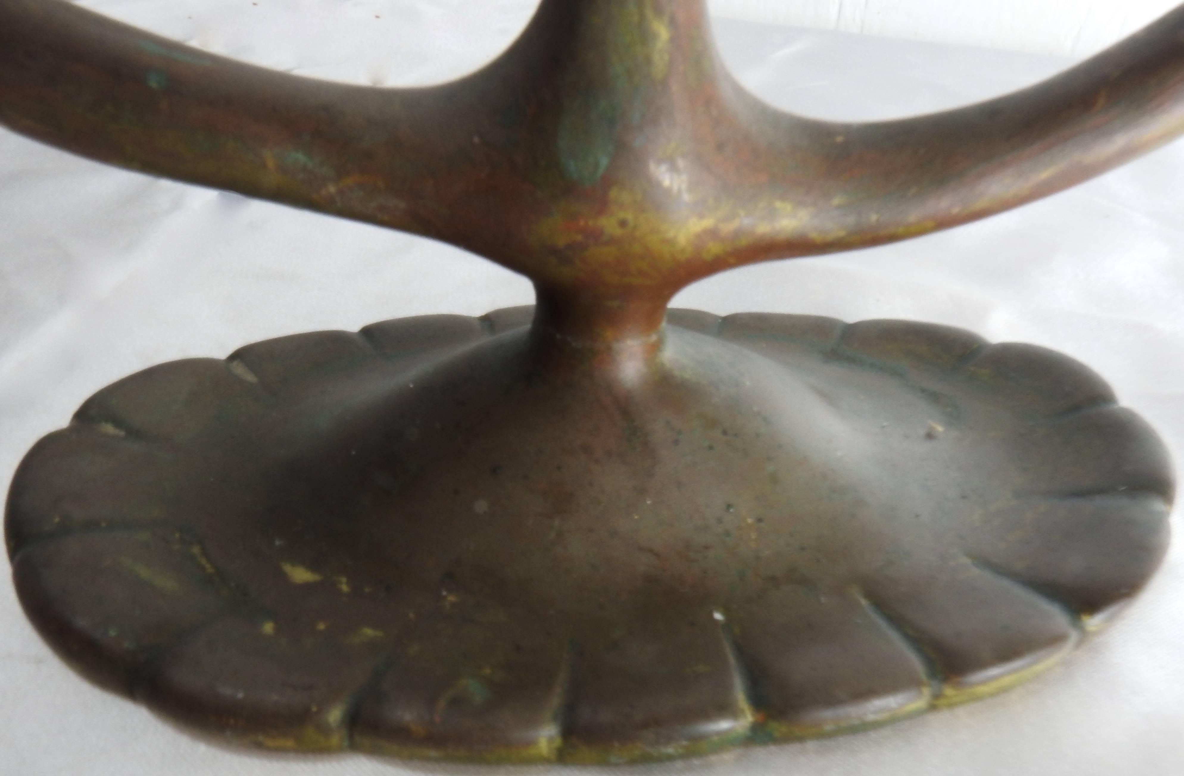 20th Century Louis Comfort Tiffany Bronze Antique Candleholder For Sale