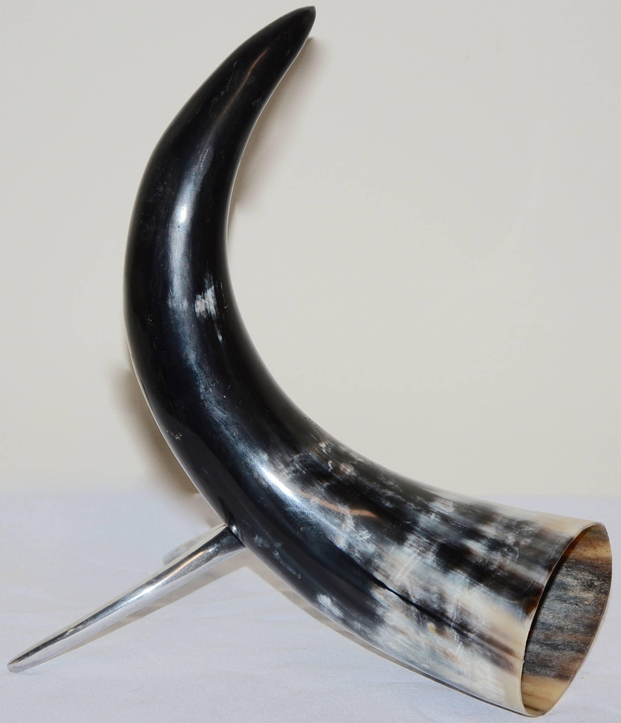 Cast Buffalo Horn on a Stand Home Decor For Sale