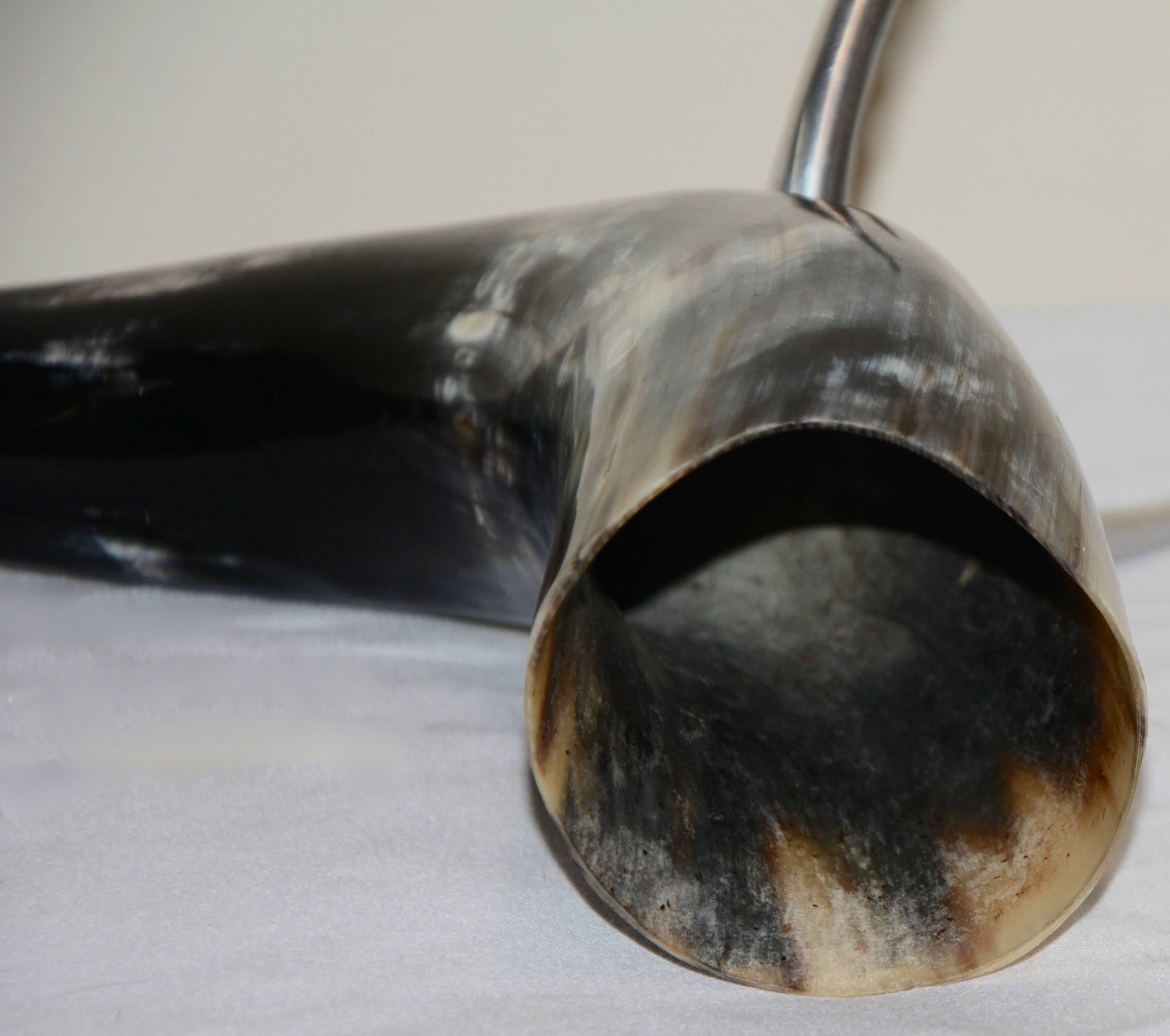 Buffalo Horn on a Stand Home Decor In Fair Condition For Sale In Cookeville, TN