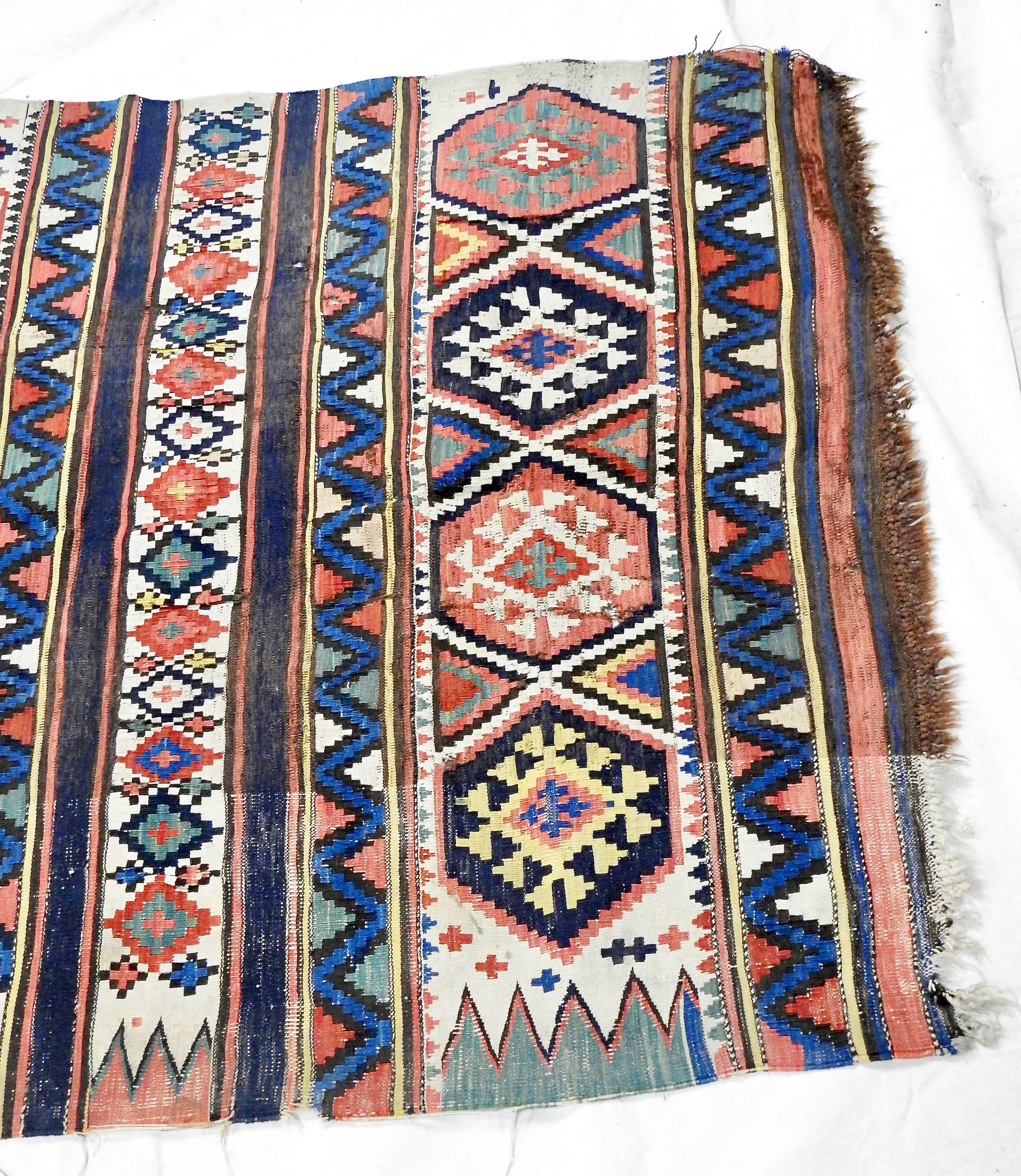 Hand-Woven Handwoven Turkish Kilim Carpet Runner For Sale